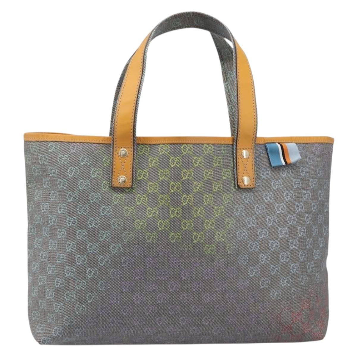 GUCCI GG Supreme Tote Bag PVC Gray Gold 211134 Auth am12537A