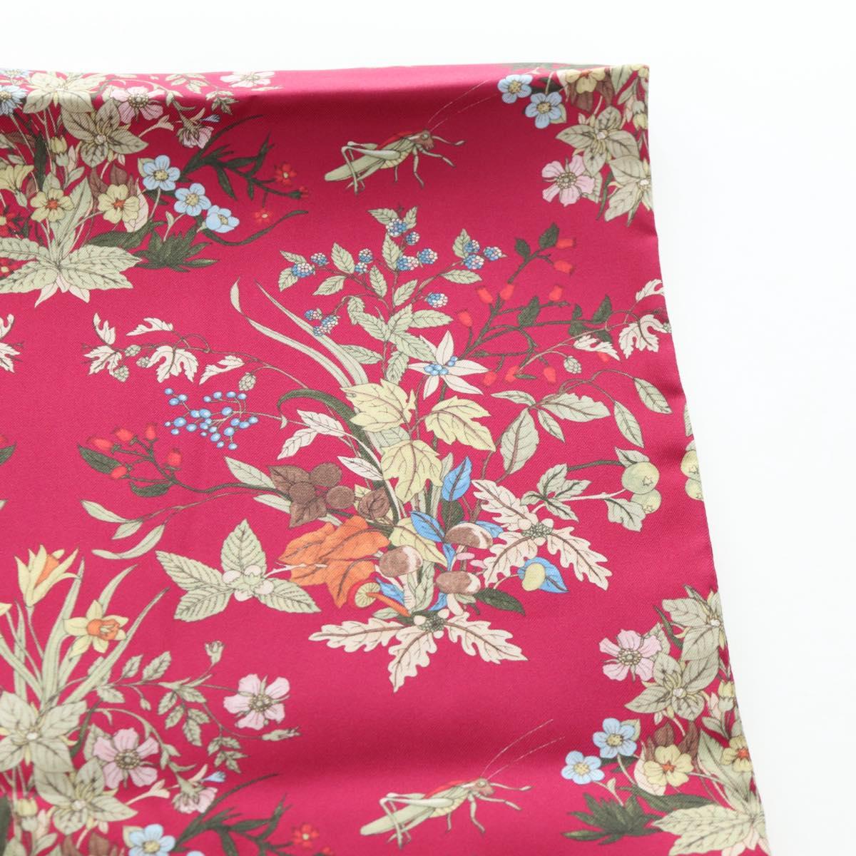 GUCCI Flower Pattern Stole Silk Bordeaux Auth am12538M