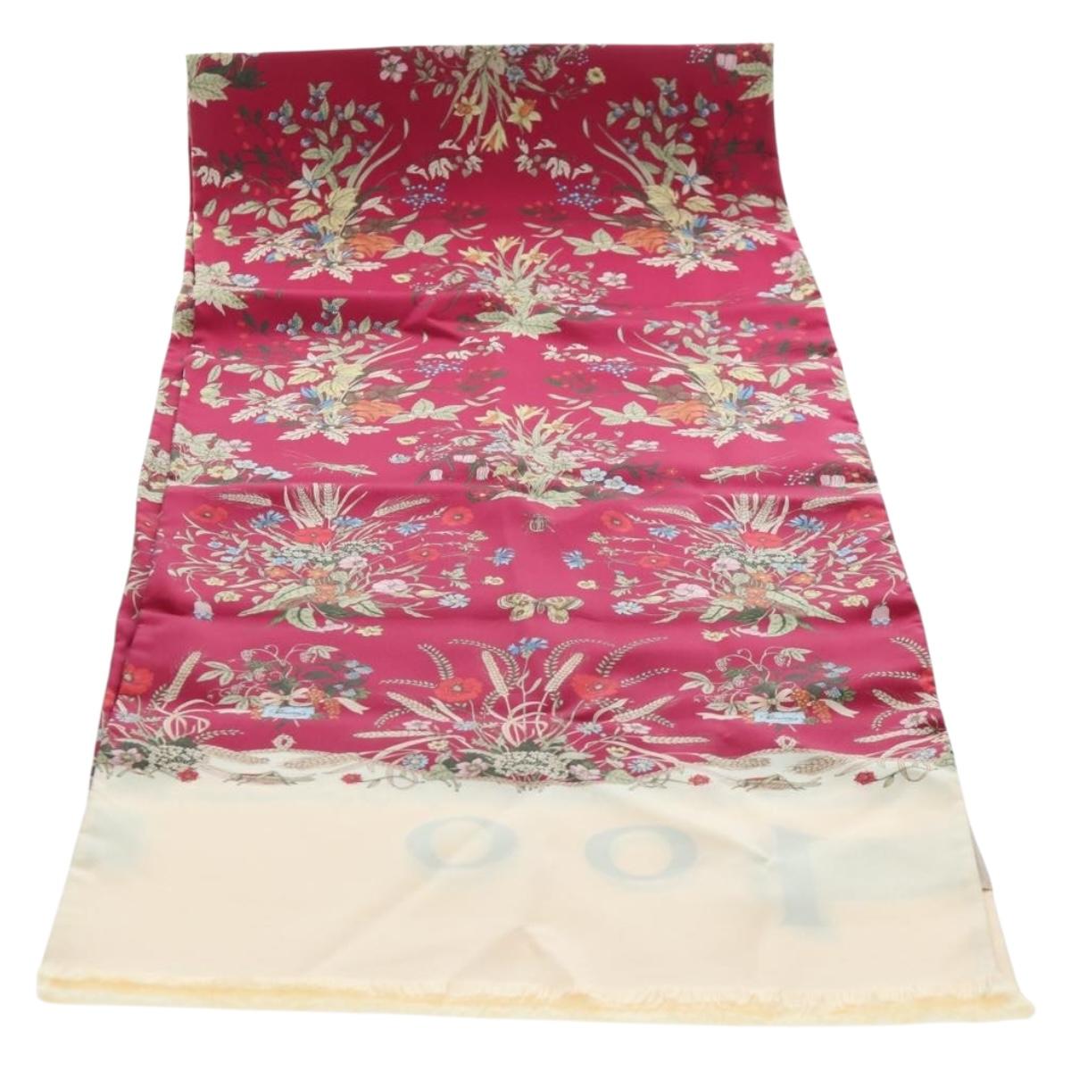 GUCCI Flower Pattern Stole Silk Bordeaux Auth am12538M