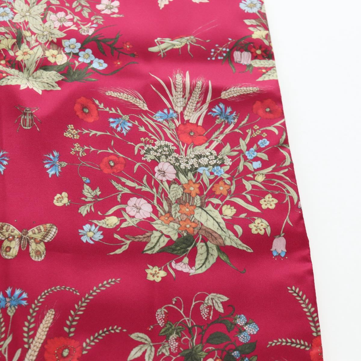 GUCCI Flower Pattern Stole Silk Bordeaux Auth am12538M