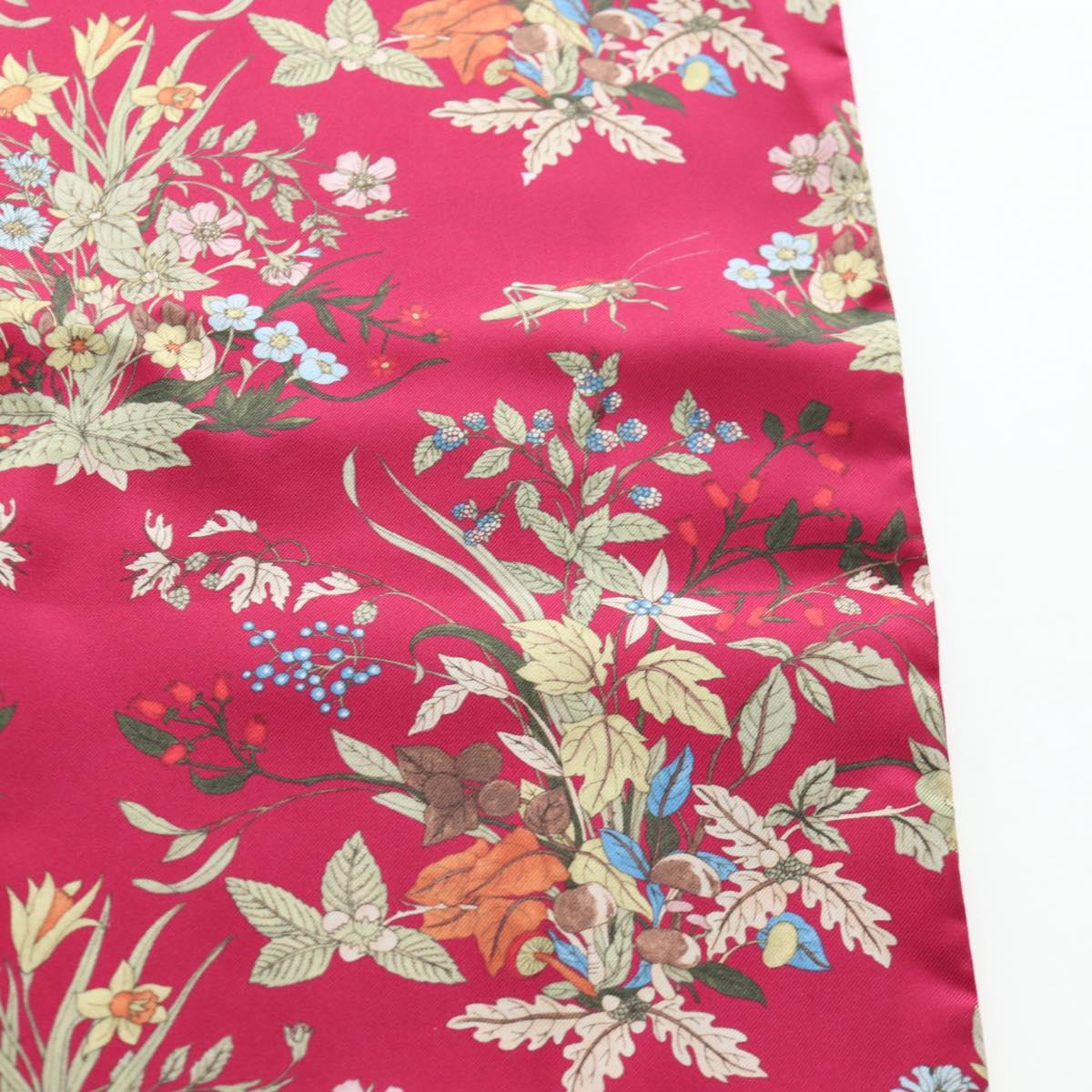 GUCCI Flower Pattern Stole Silk Bordeaux Auth am12538M