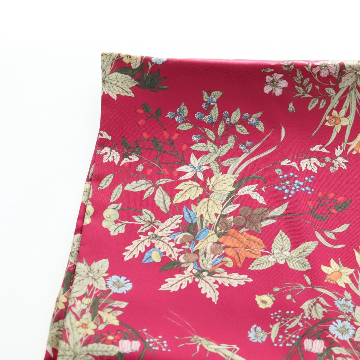 GUCCI Flower Pattern Stole Silk Bordeaux Auth am12538M
