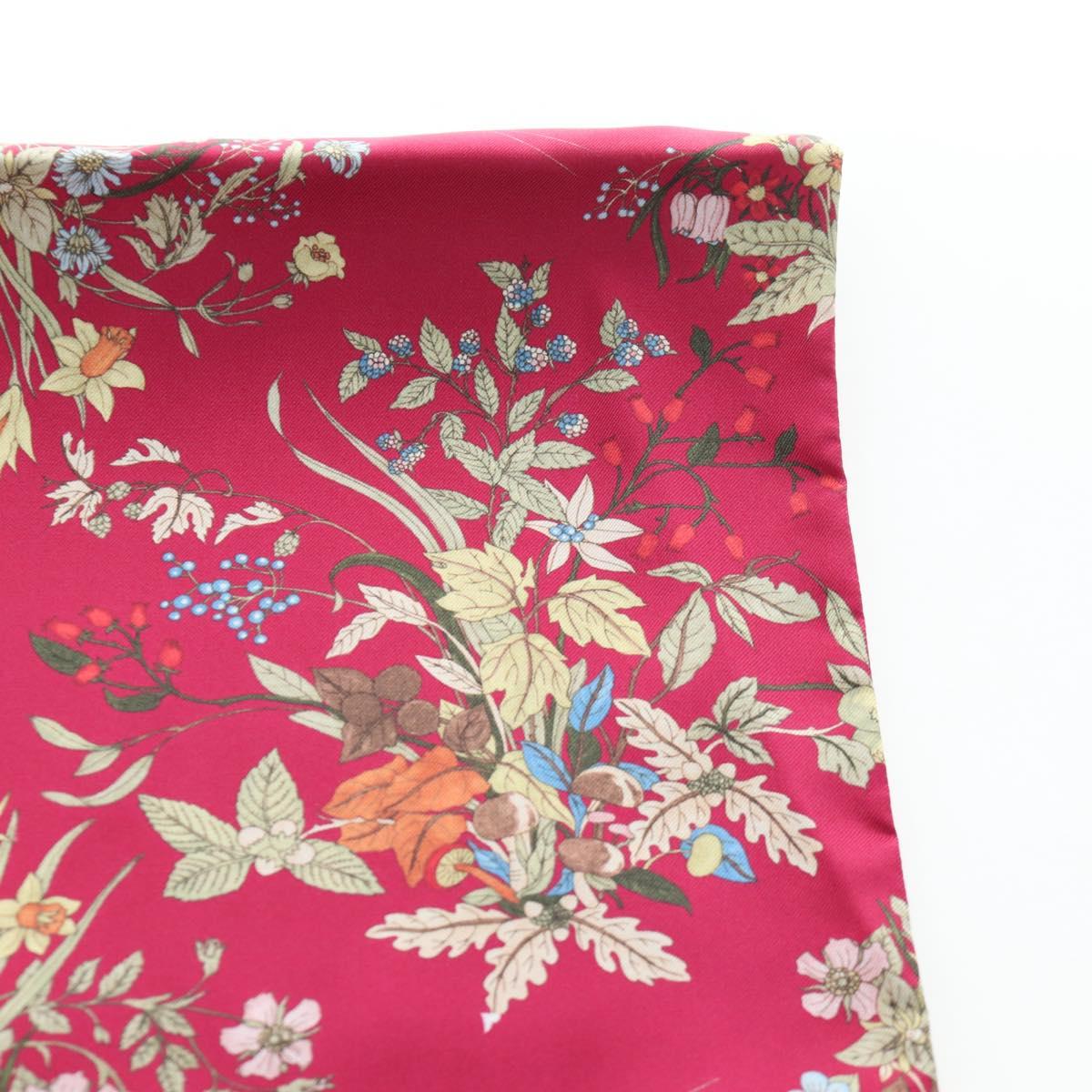 GUCCI Flower Pattern Stole Silk Bordeaux Auth am12538M