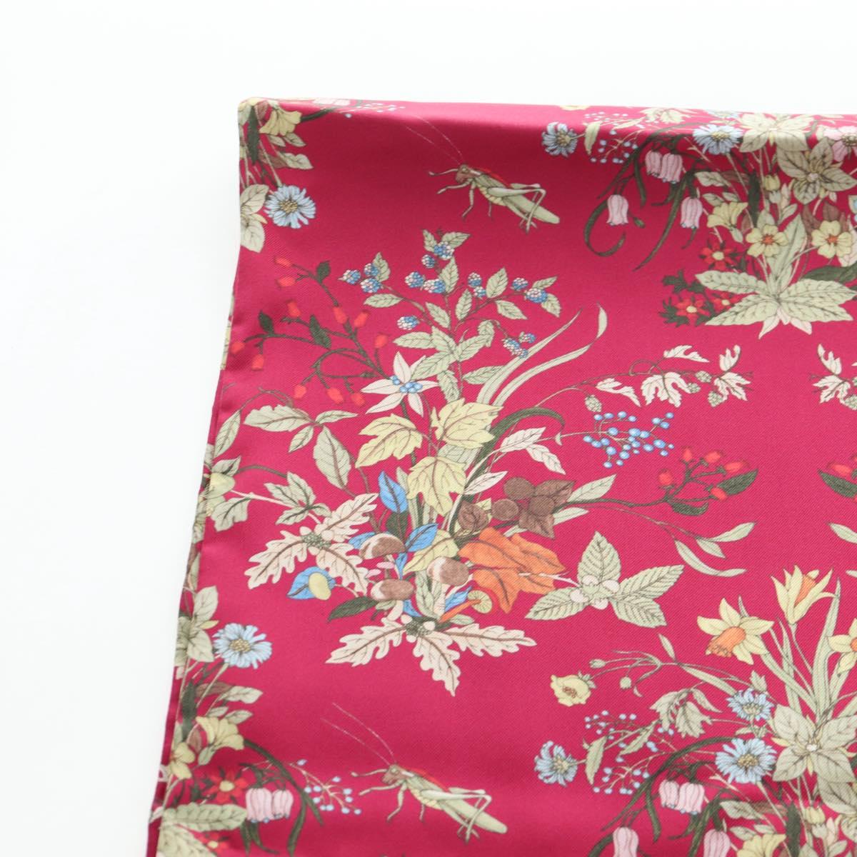 GUCCI Flower Pattern Stole Silk Bordeaux Auth am12538M