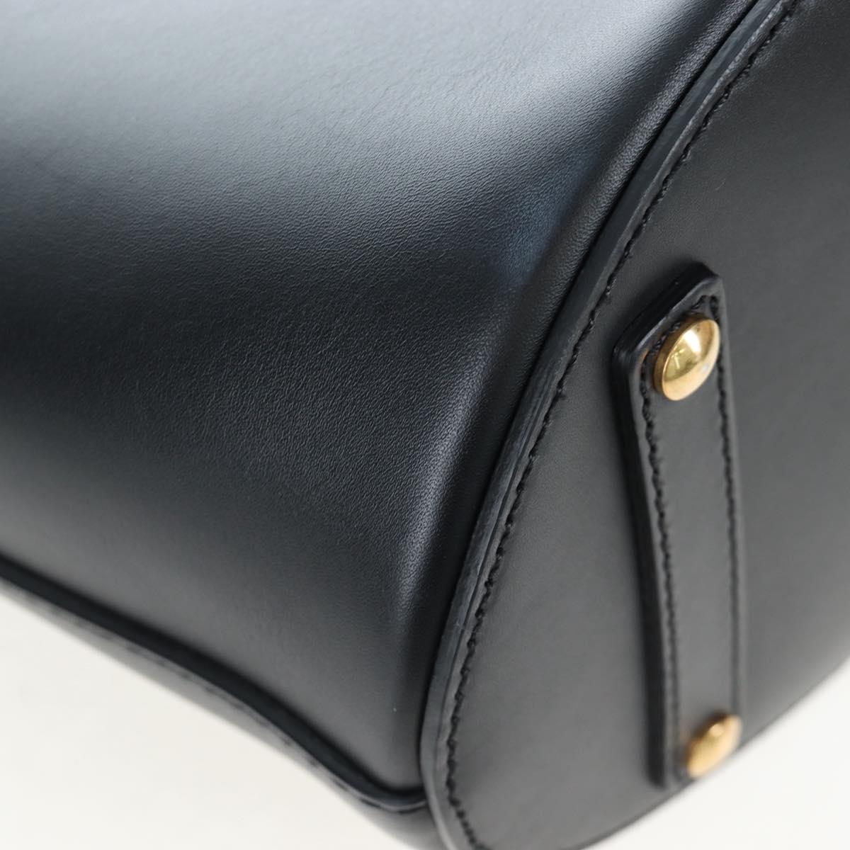 BURBERRY Bucket Shoulder Bag Leather Black Gold Auth am12540V
