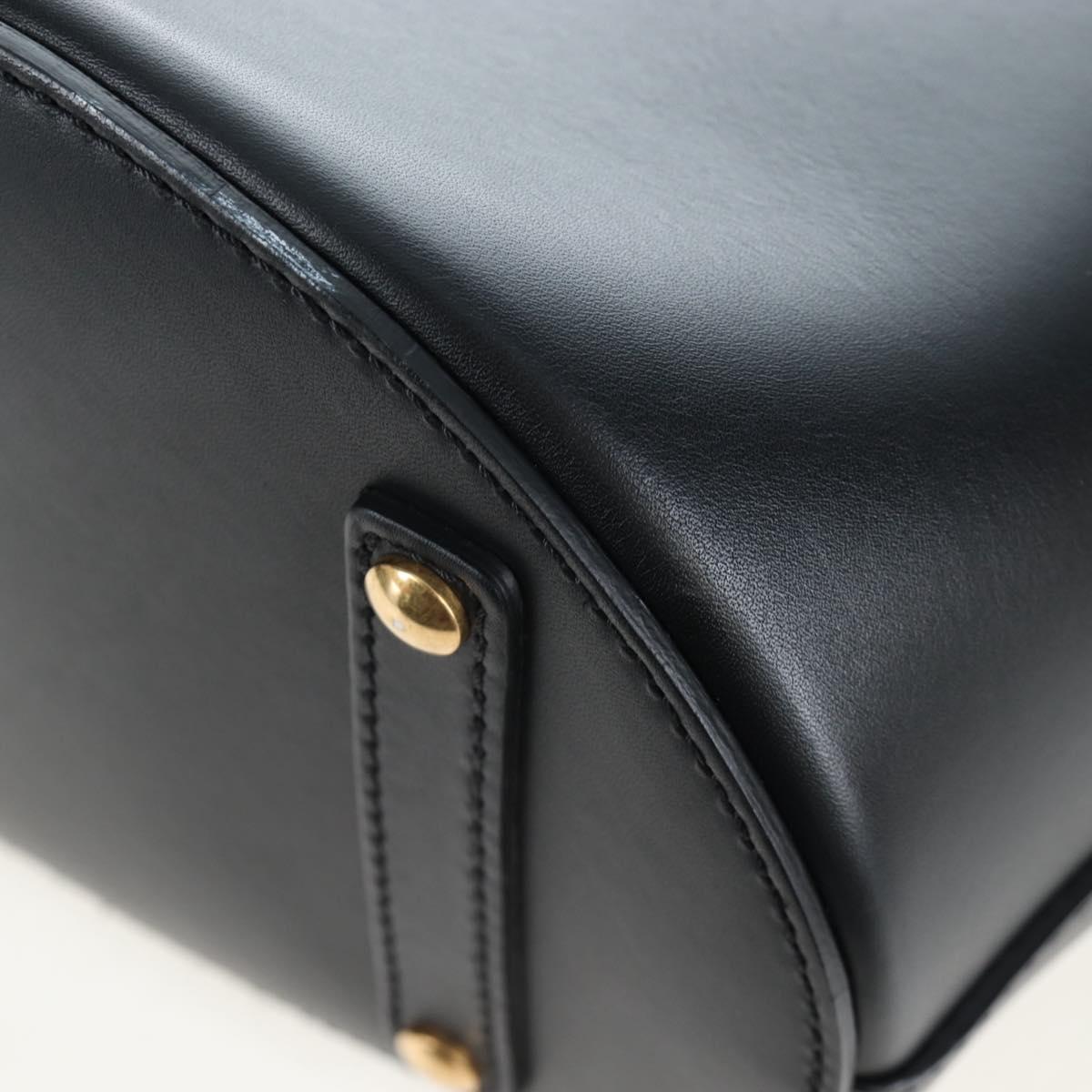 BURBERRY Bucket Shoulder Bag Leather Black Gold Auth am12540V