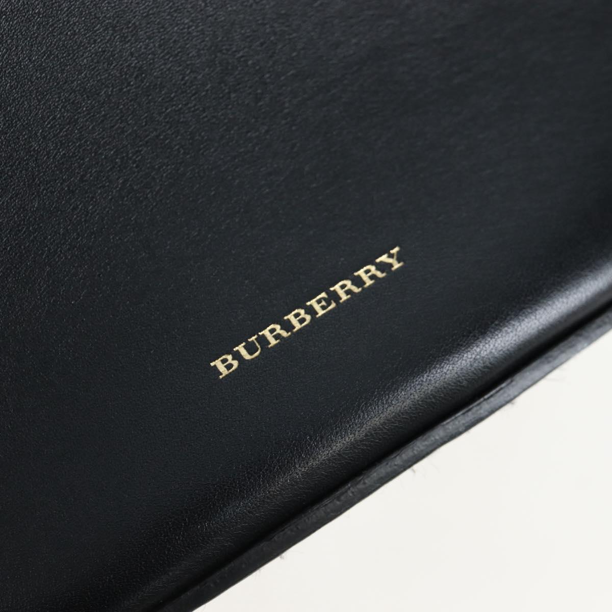 BURBERRY Bucket Shoulder Bag Leather Black Gold Auth am12540V