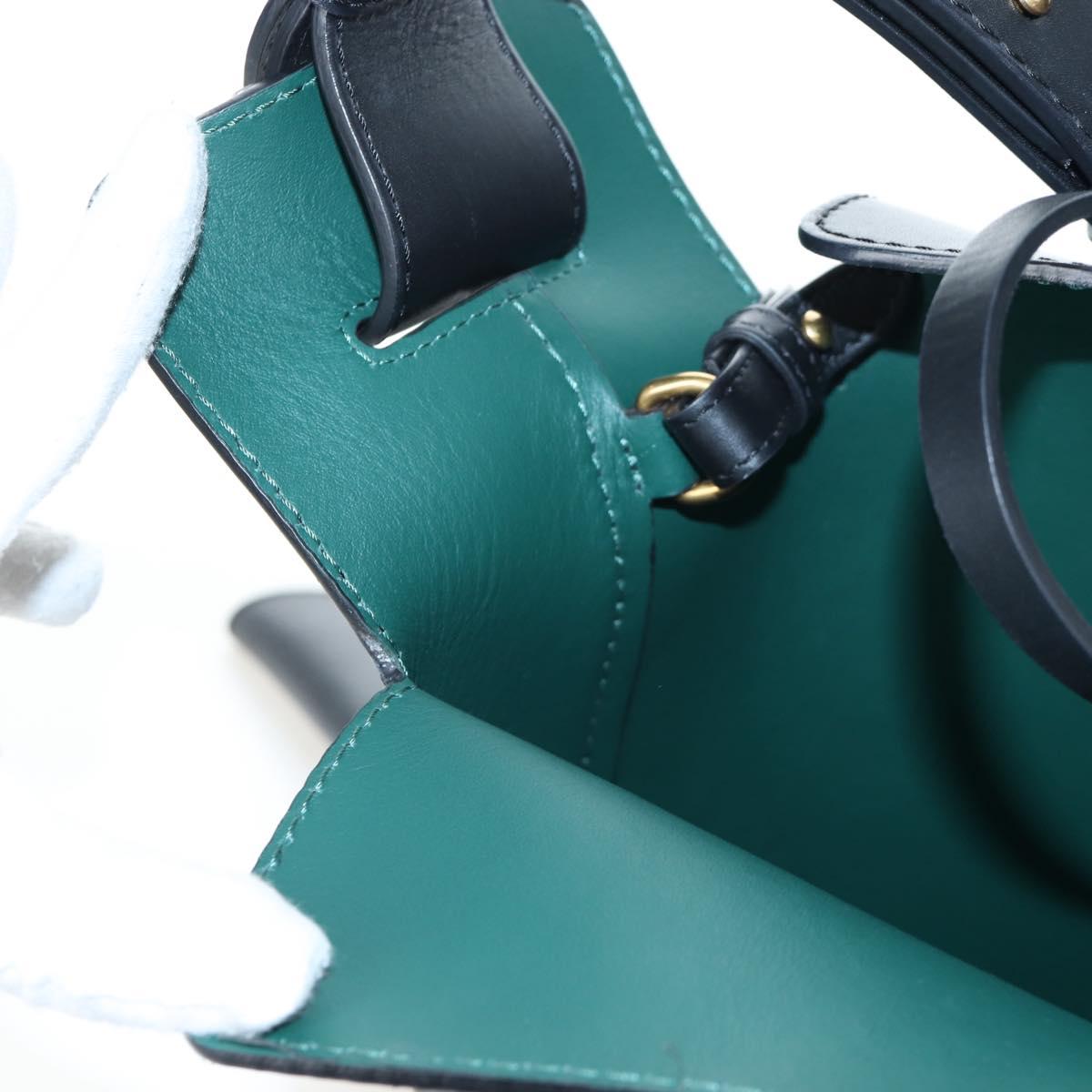 BURBERRY Bucket Shoulder Bag Leather Black Gold Auth am12540V