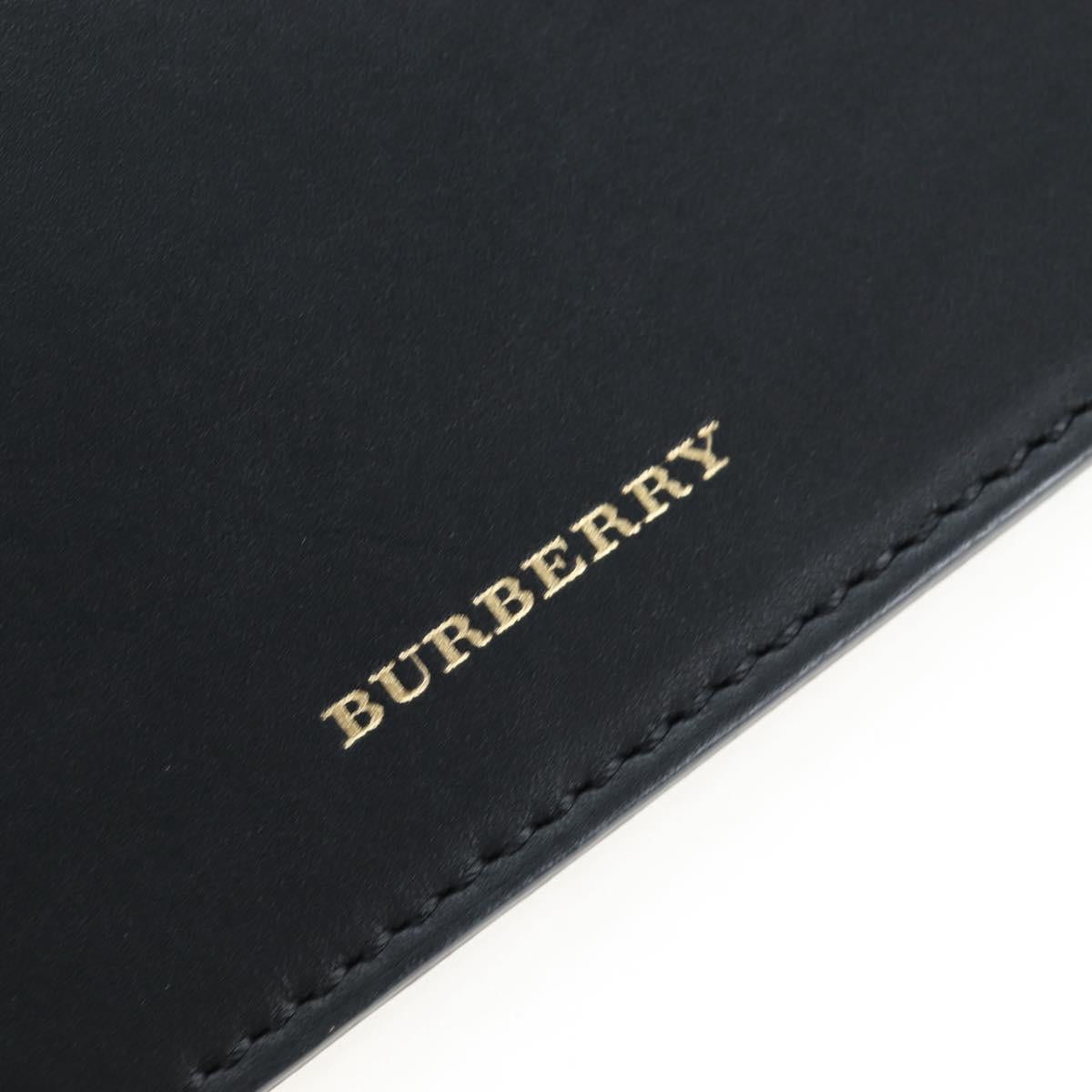 BURBERRY Bucket Shoulder Bag Leather Black Gold Auth am12540V