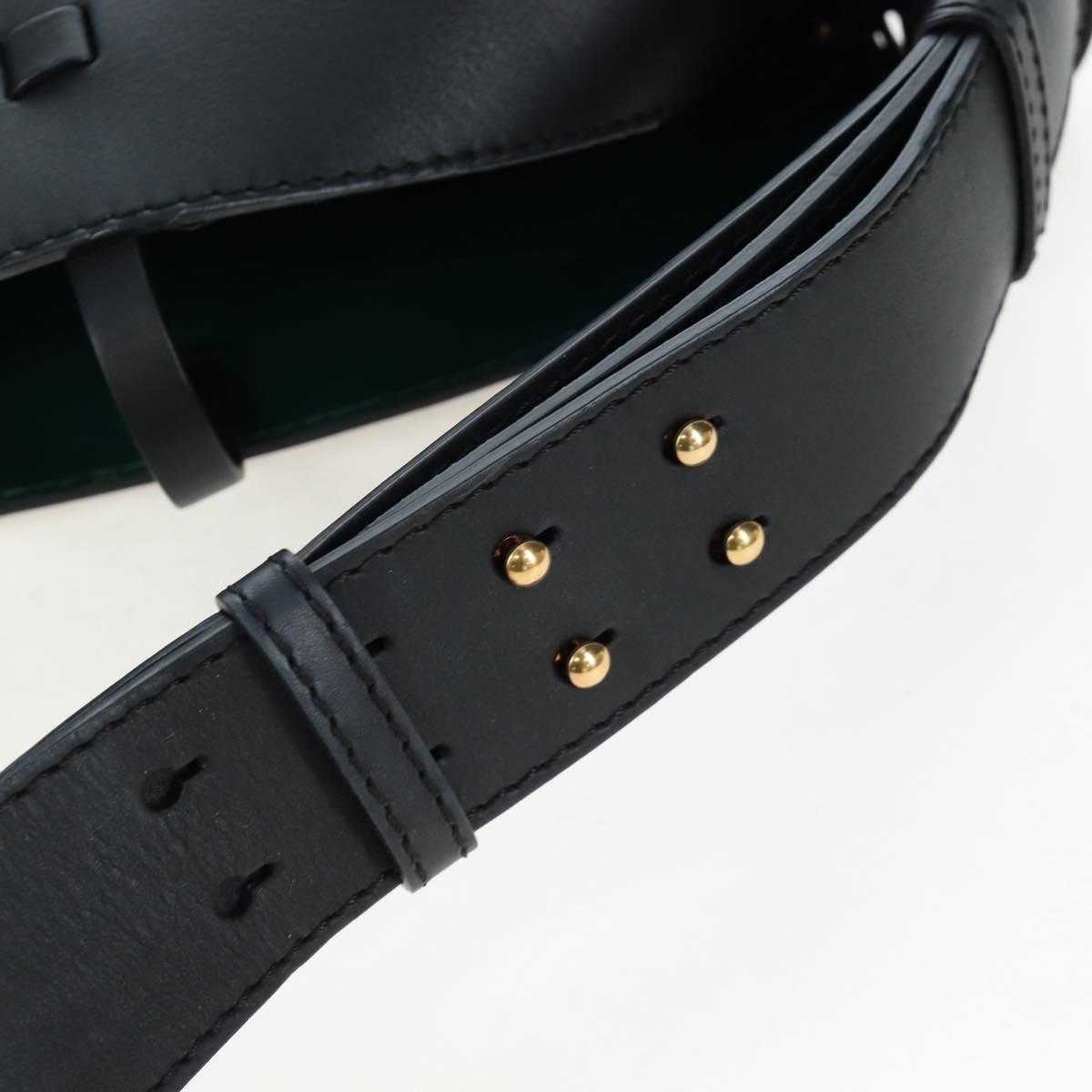 BURBERRY Bucket Shoulder Bag Leather Black Gold Auth am12540V