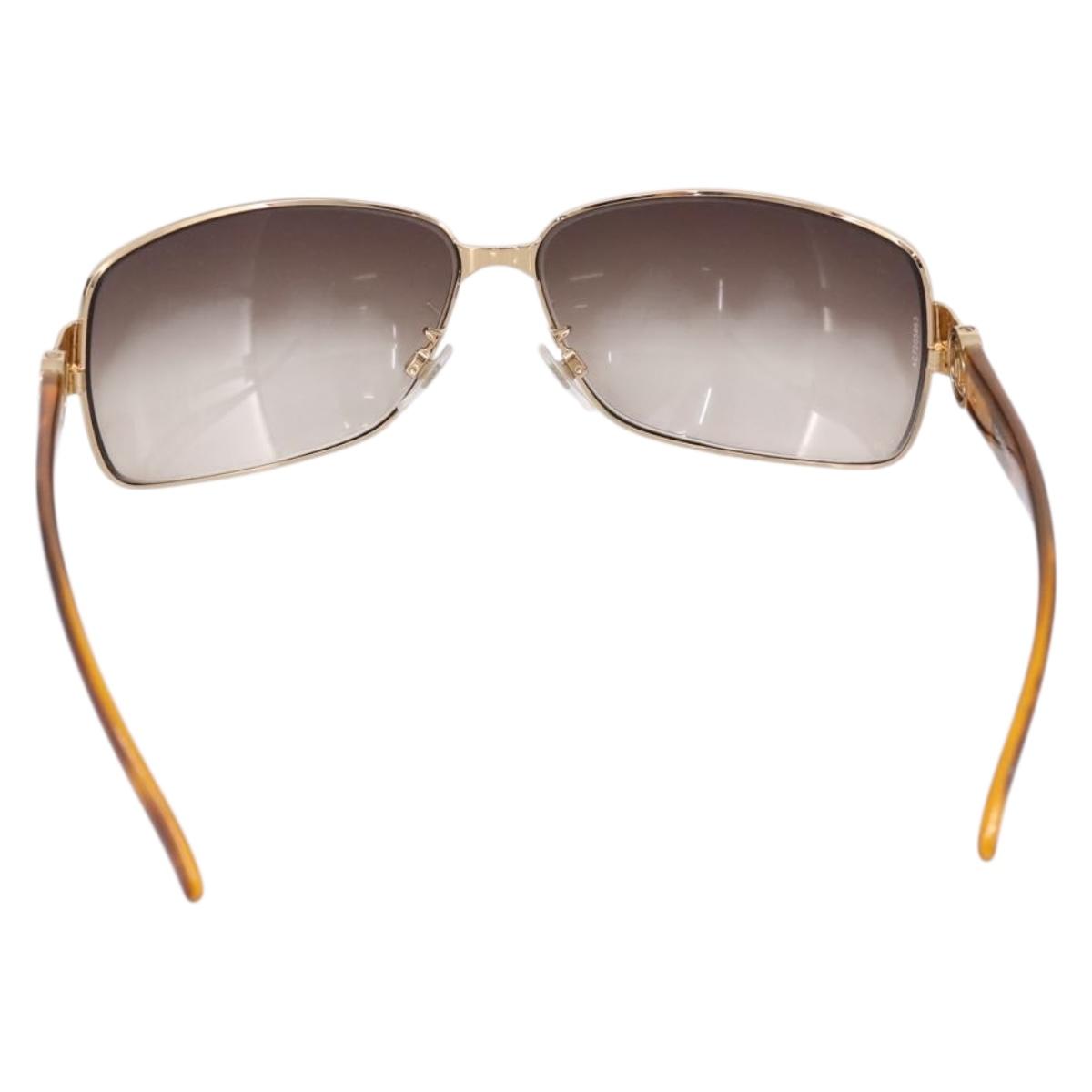 CHANEL Sunglasses Plastic Metal Brown Gold CC Auth am12543M