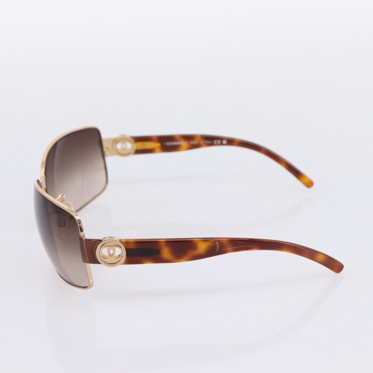 CHANEL Sunglasses Plastic Metal Brown Gold CC Auth am12543M