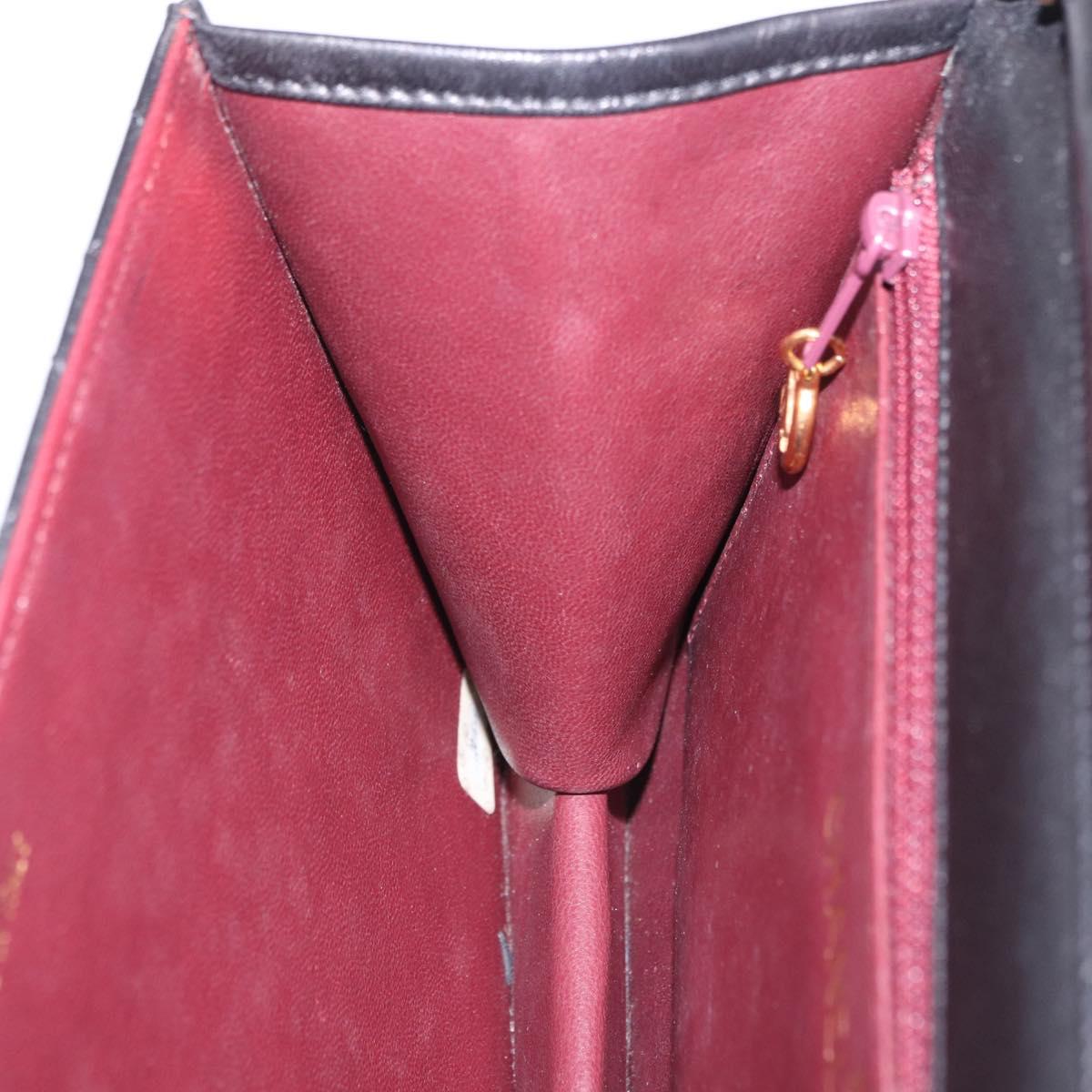 CHANEL Matelasse Push Lock Shoulder Bag Lamb Skin Black Gold CC Auth am12544M