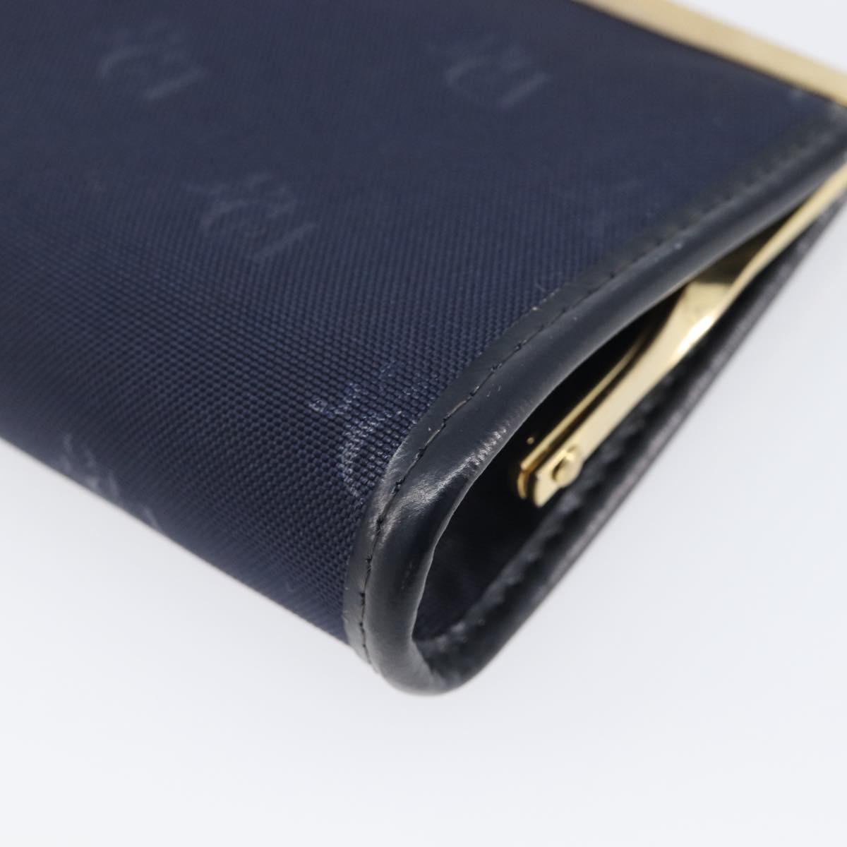 Christian Dior Gamaguchi Coin Purse Canvas Navy Gold Auth am12546V