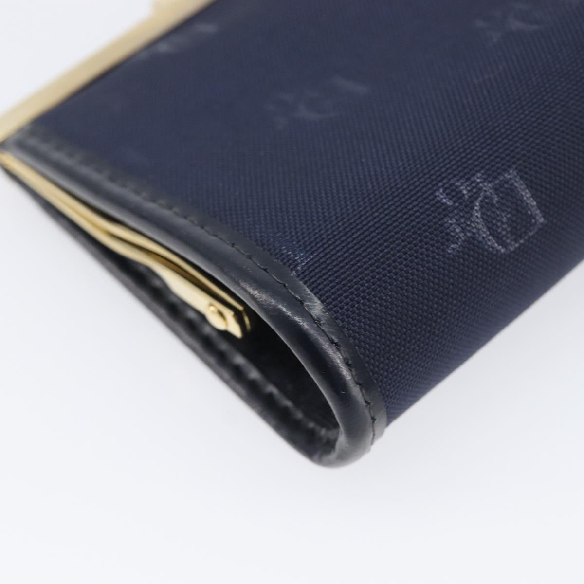 Christian Dior Gamaguchi Coin Purse Canvas Navy Gold Auth am12546V