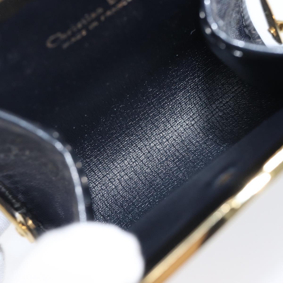 Christian Dior Gamaguchi Coin Purse Canvas Navy Gold Auth am12546V