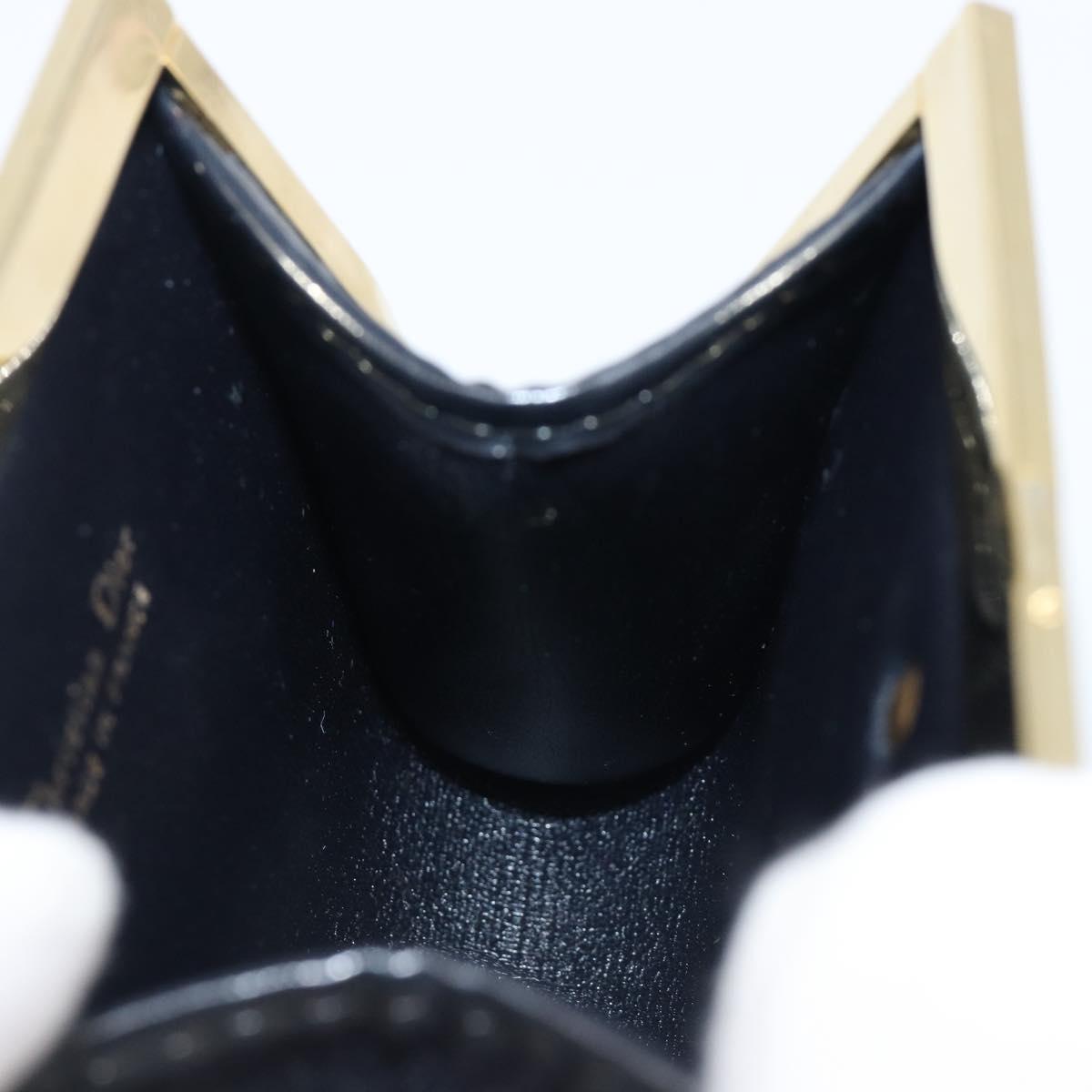 Christian Dior Gamaguchi Coin Purse Canvas Navy Gold Auth am12546V