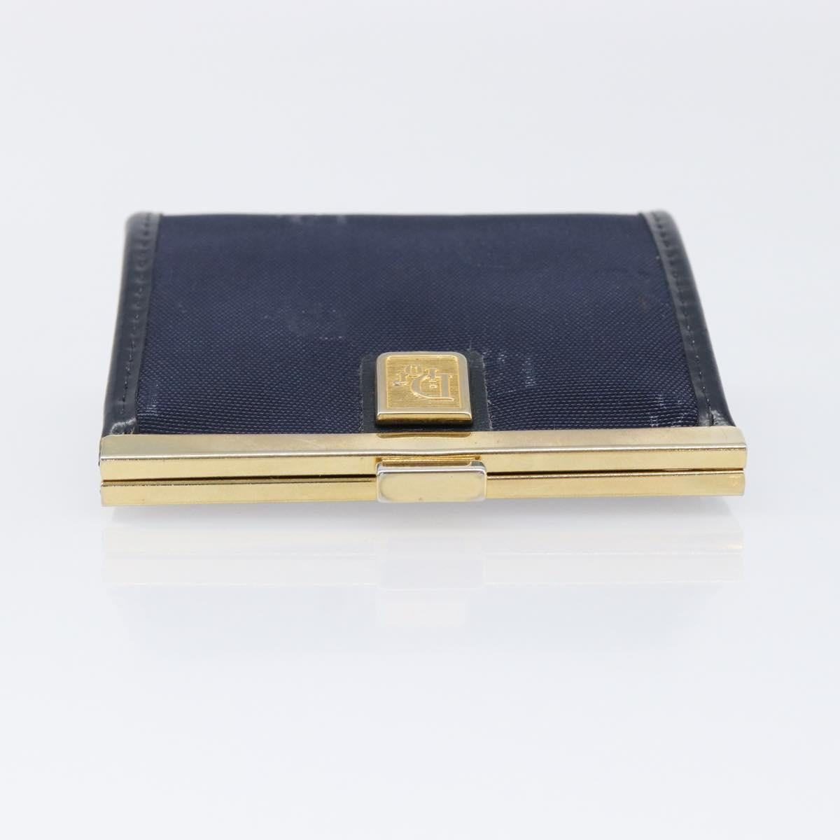 Christian Dior Gamaguchi Coin Purse Canvas Navy Gold Auth am12546V