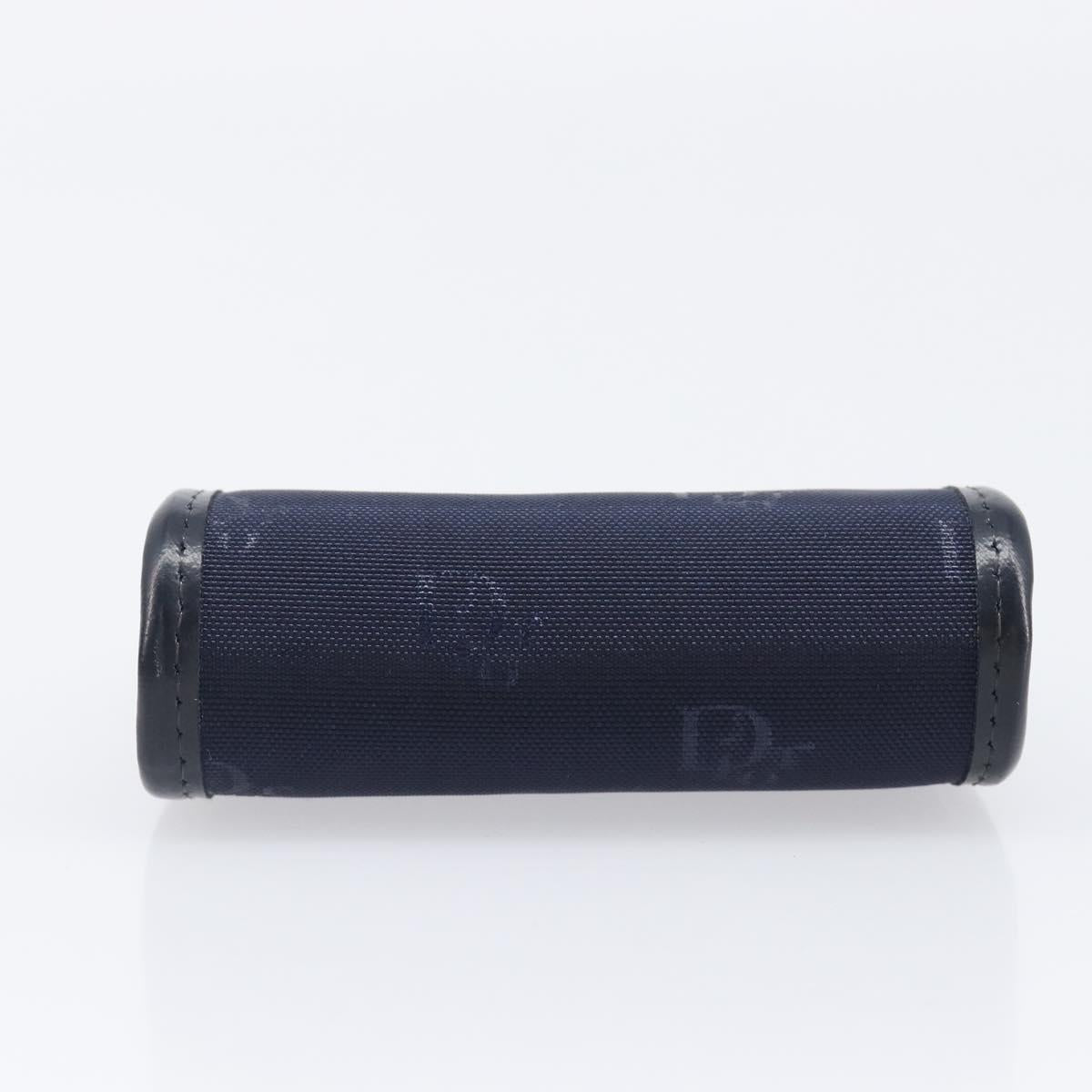 Christian Dior Gamaguchi Coin Purse Canvas Navy Gold Auth am12546V