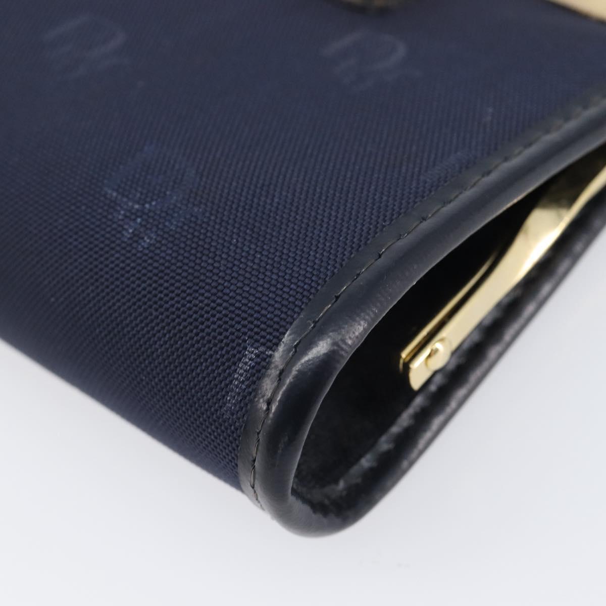 Christian Dior Gamaguchi Coin Purse Canvas Navy Gold Auth am12546V