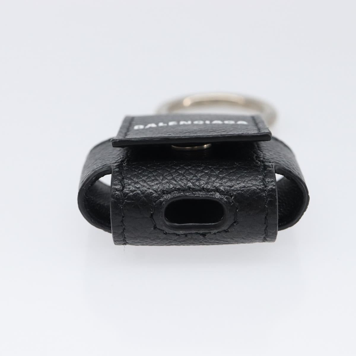 BALENCIAGA Air Pods case Earphone case Leather Black Silver 659926 Auth am12548M