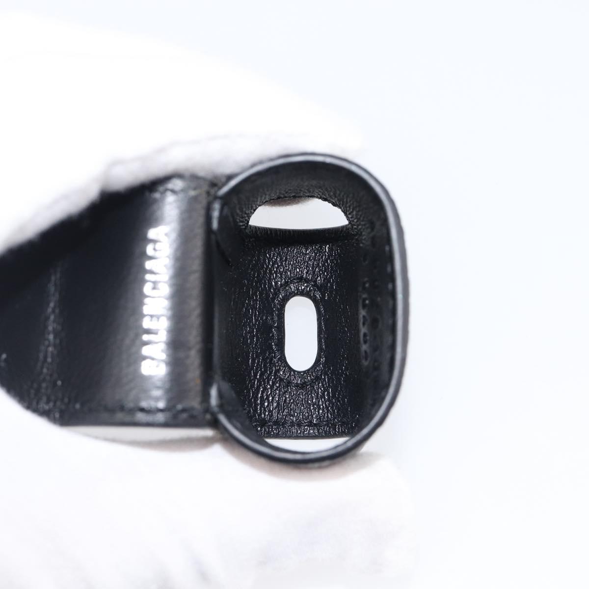 BALENCIAGA Air Pods case Earphone case Leather Black Silver 659926 Auth am12548M