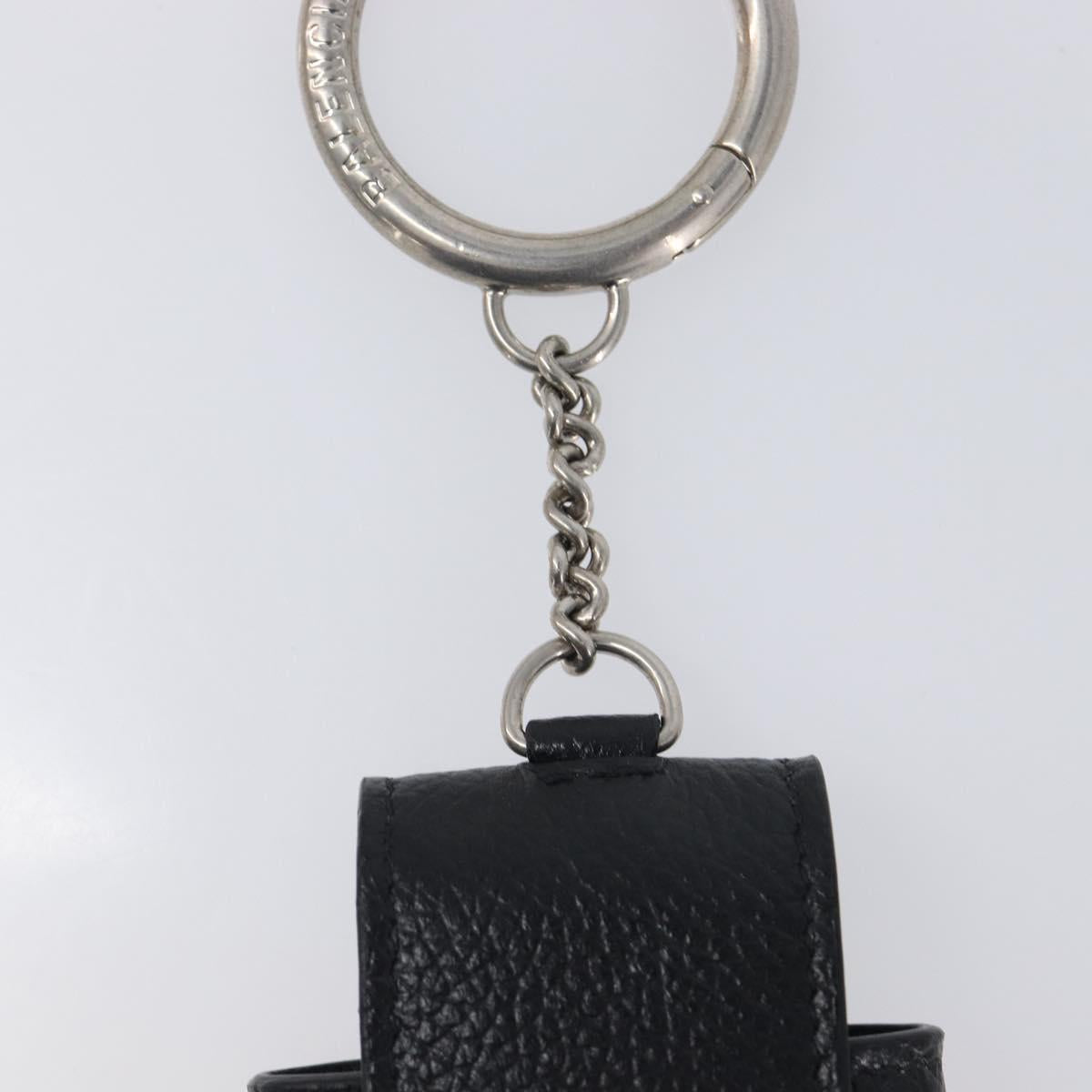 BALENCIAGA Air Pods case Earphone case Leather Black Silver 659926 Auth am12548M