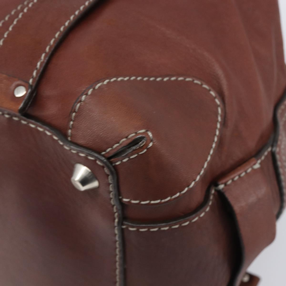 Chloe Patsy Hand Bag Leather Brown Silver Auth am12552A