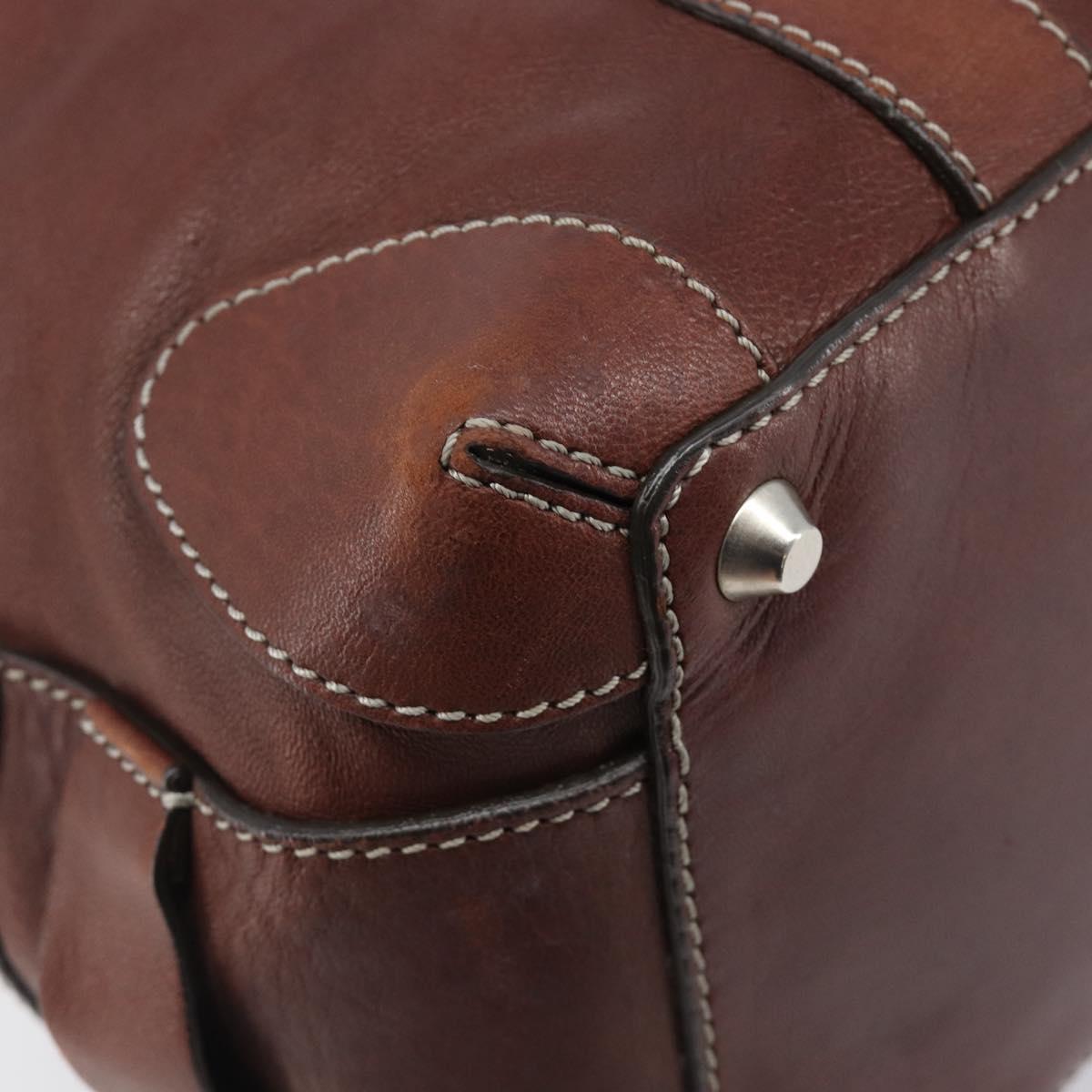 Chloe Patsy Hand Bag Leather Brown Silver Auth am12552A