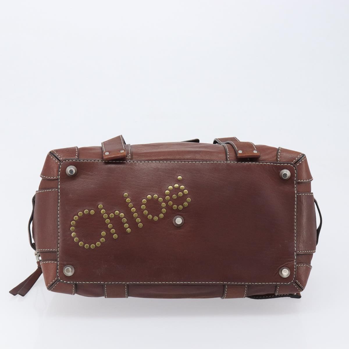 Chloe Patsy Hand Bag Leather Brown Silver Auth am12552A