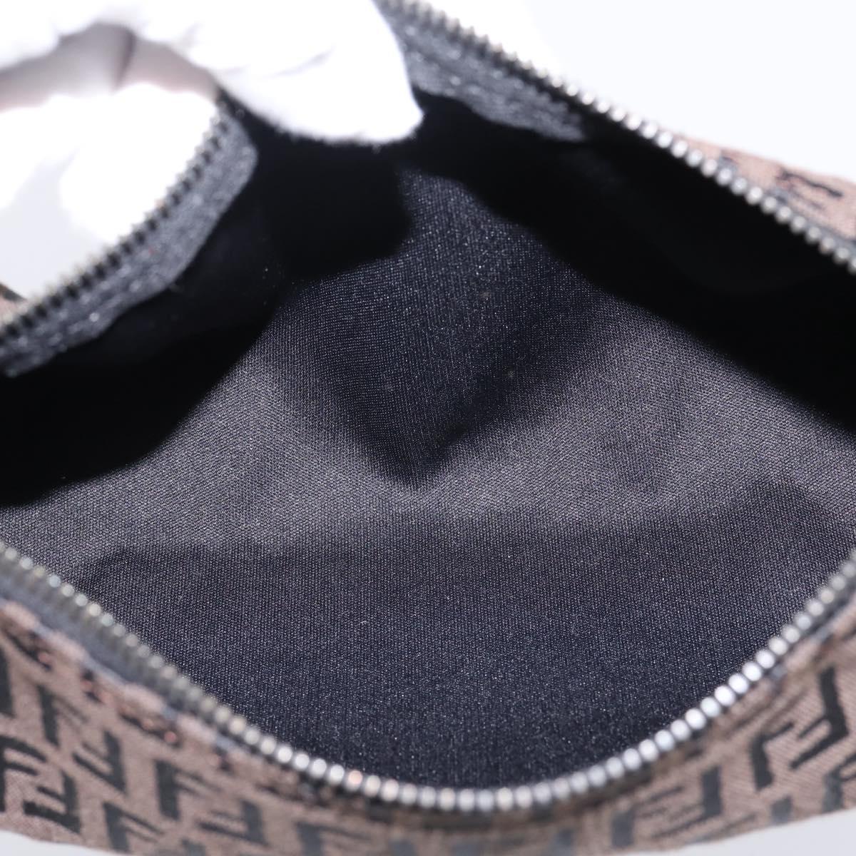 FENDI Zucchino Canvas Accessory Pouch Black Brown Auth am12553V