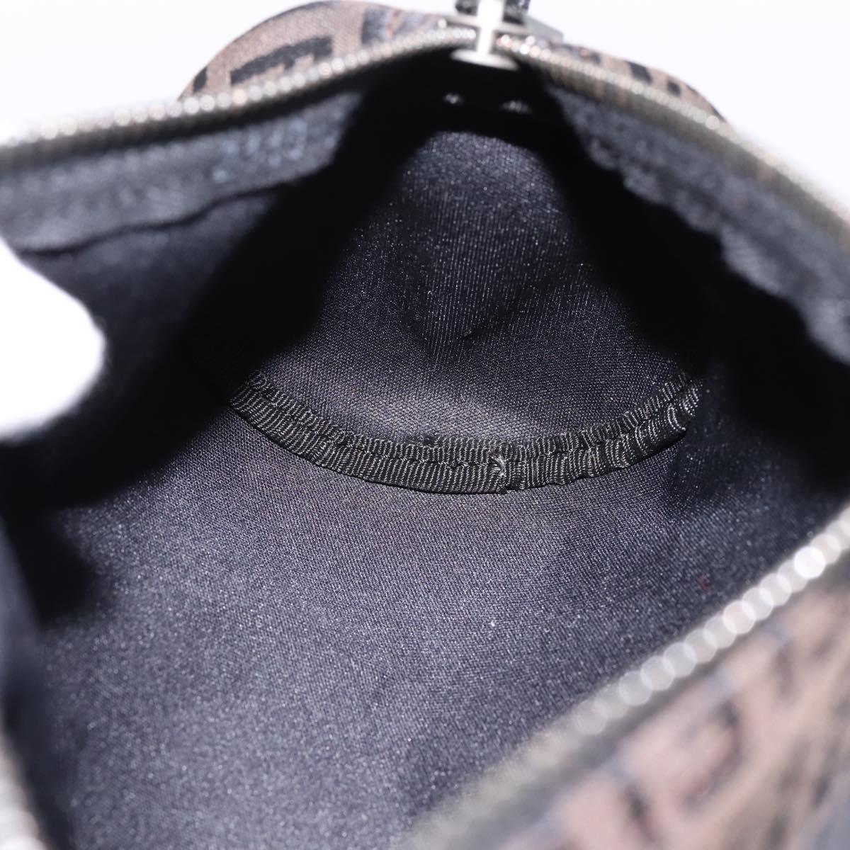 FENDI Zucchino Canvas Accessory Pouch Black Brown Auth am12553V