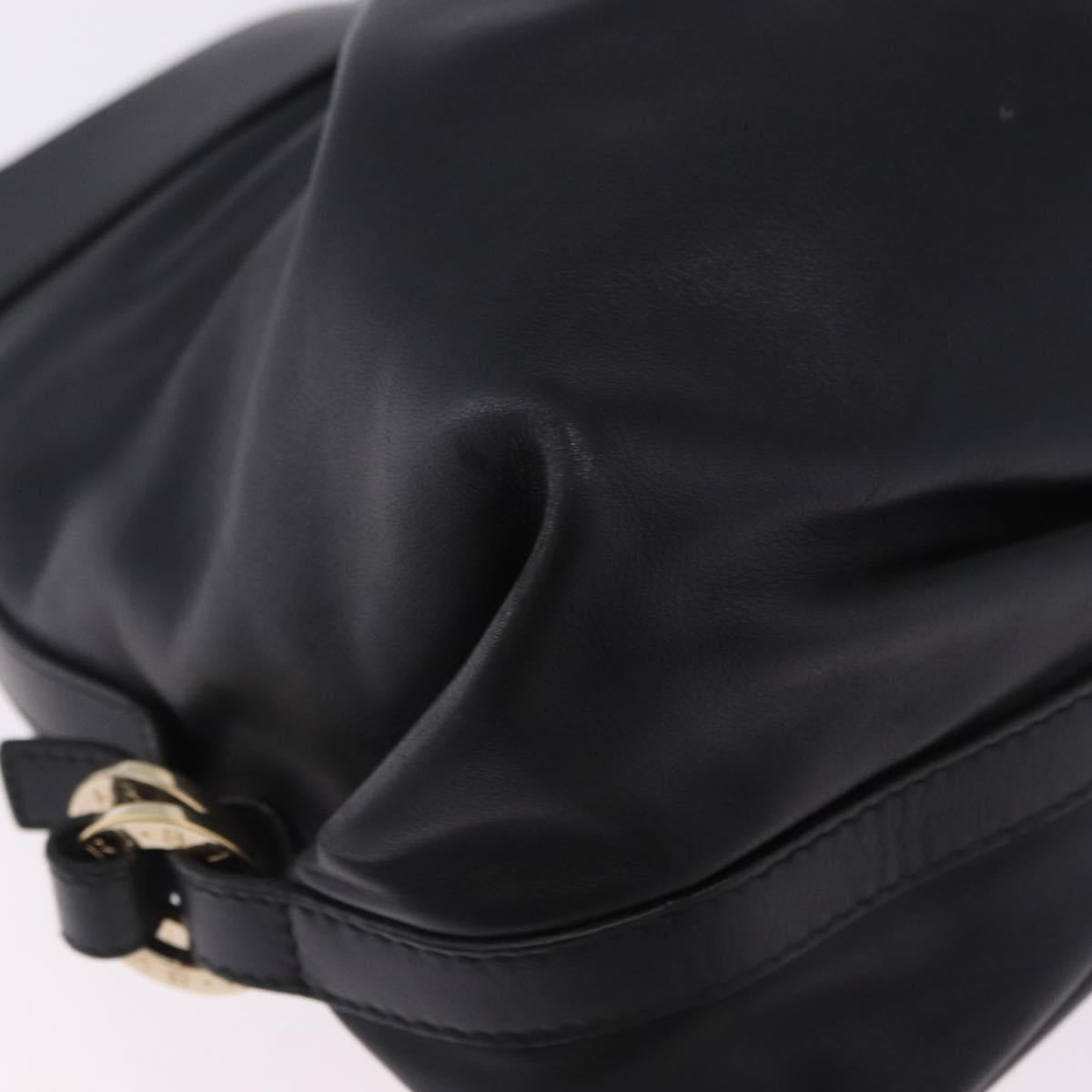 BVLGARI Chandra Hand Bag Leather Black Gold Auth am12554M