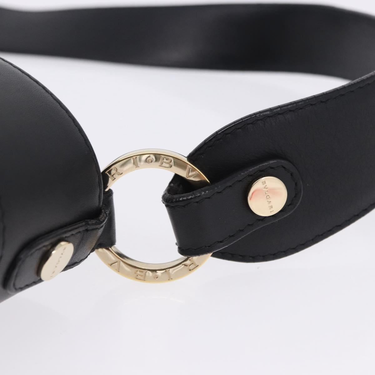 BVLGARI Chandra Hand Bag Leather Black Gold Auth am12554M