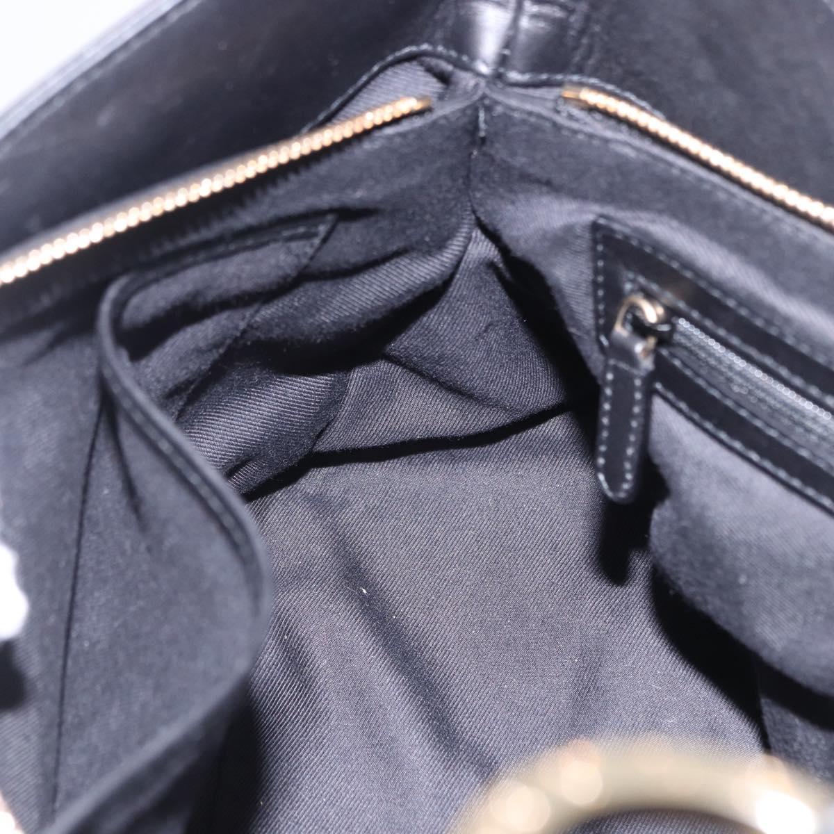 BVLGARI Chandra Hand Bag Leather Black Gold Auth am12554M