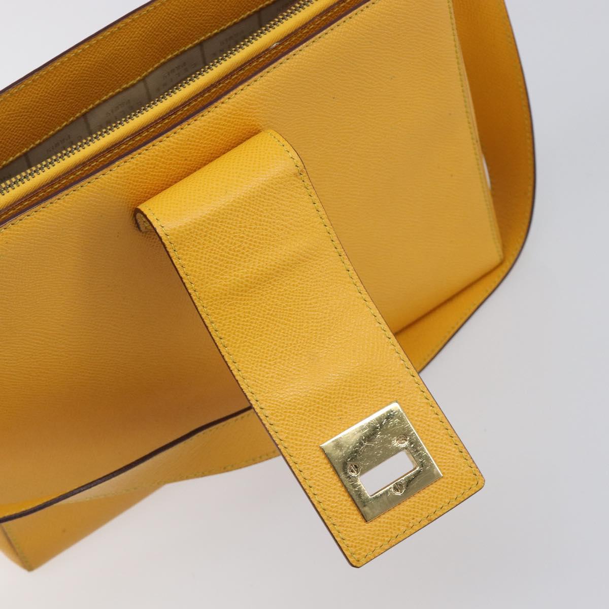 CELINE Turn Lock Shoulder Bag PVC Canvas Yellow Gold Auth am12556V
