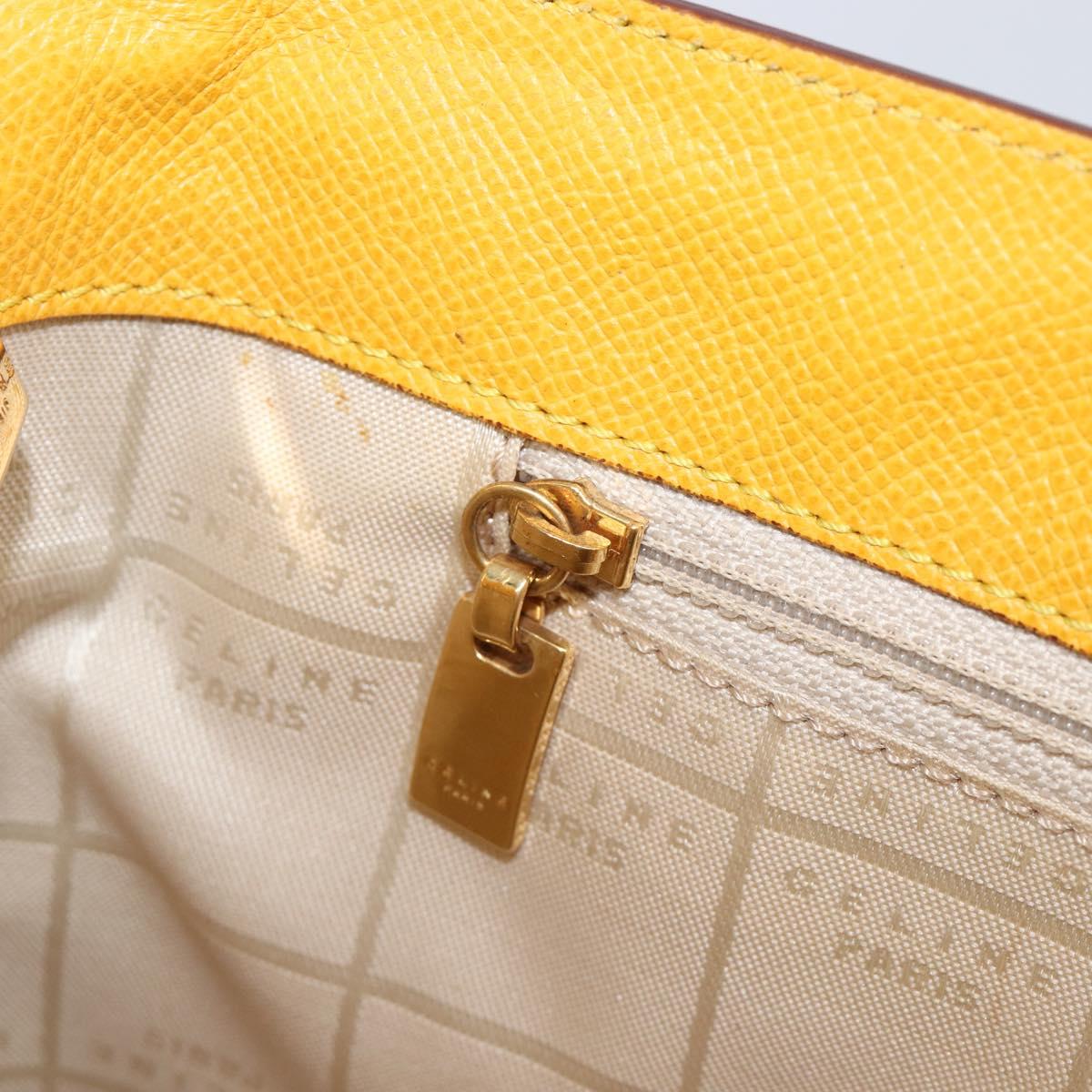 CELINE Turn Lock Shoulder Bag PVC Canvas Yellow Gold Auth am12556V