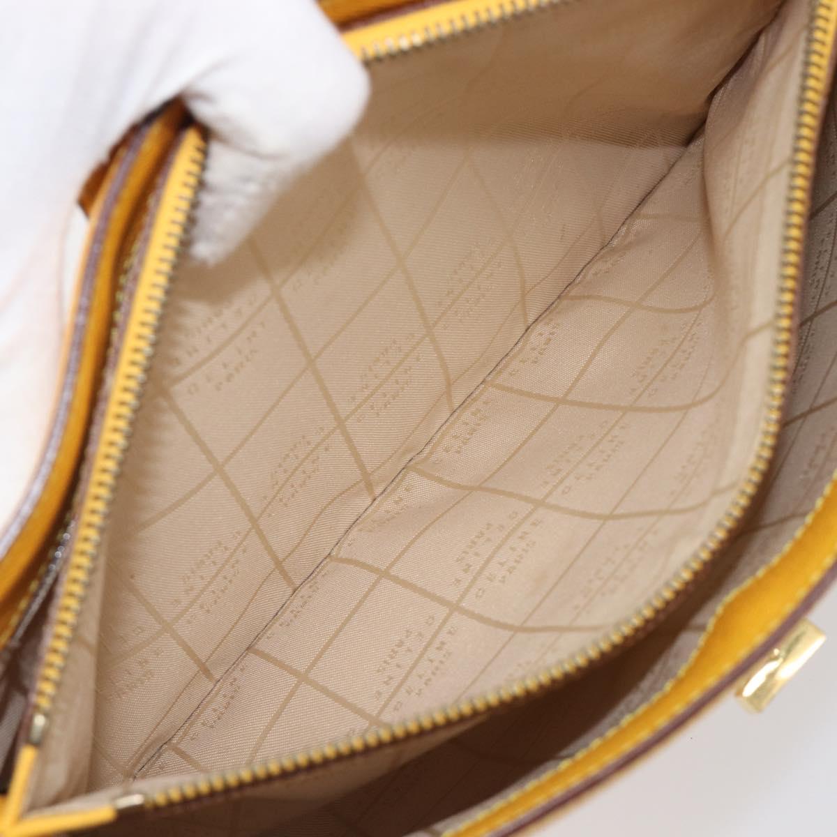 CELINE Turn Lock Shoulder Bag PVC Canvas Yellow Gold Auth am12556V
