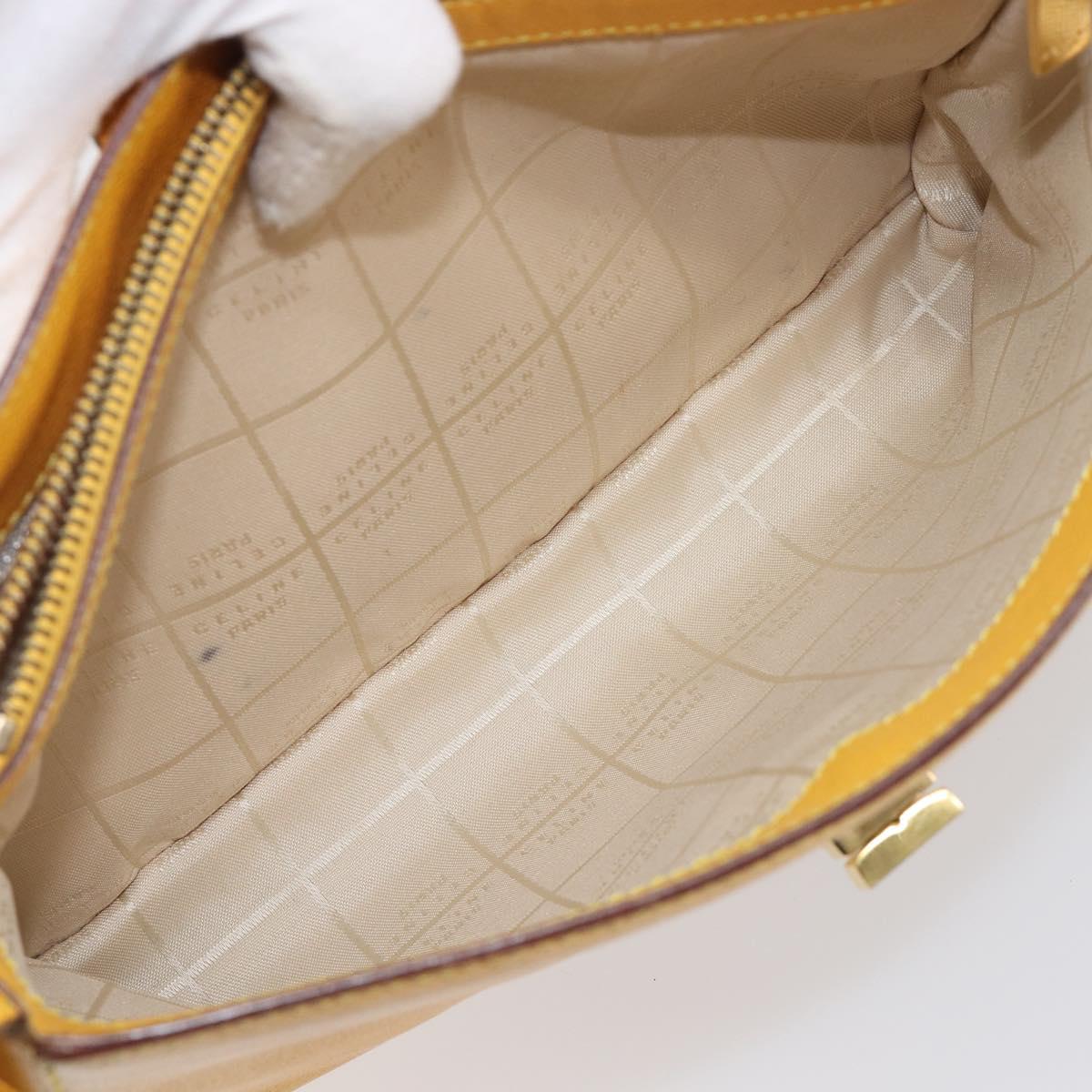 CELINE Turn Lock Shoulder Bag PVC Canvas Yellow Gold Auth am12556V