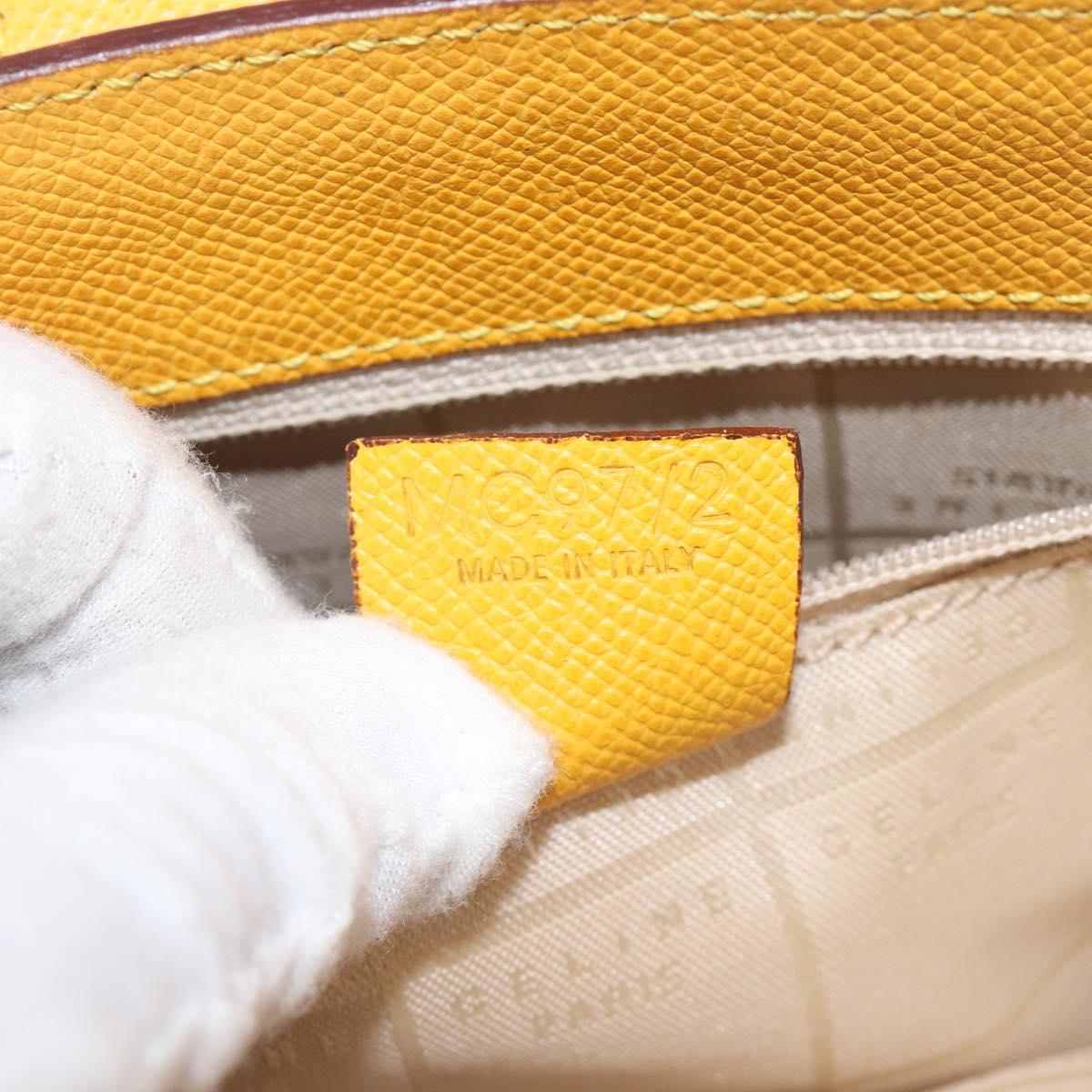 CELINE Turn Lock Shoulder Bag PVC Canvas Yellow Gold Auth am12556V