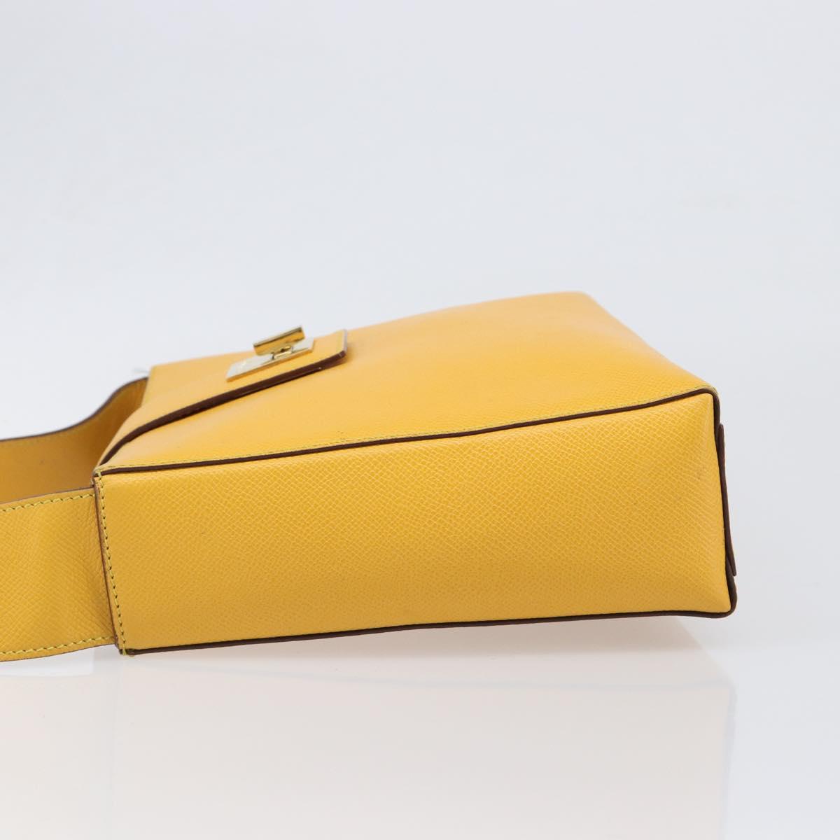 CELINE Turn Lock Shoulder Bag PVC Canvas Yellow Gold Auth am12556V