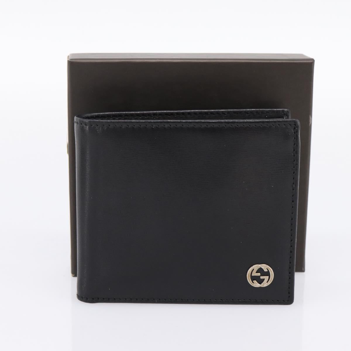 GUCCI Interlocking G Compact Bifold Wallet Leather Black 115219 Auth am12557V