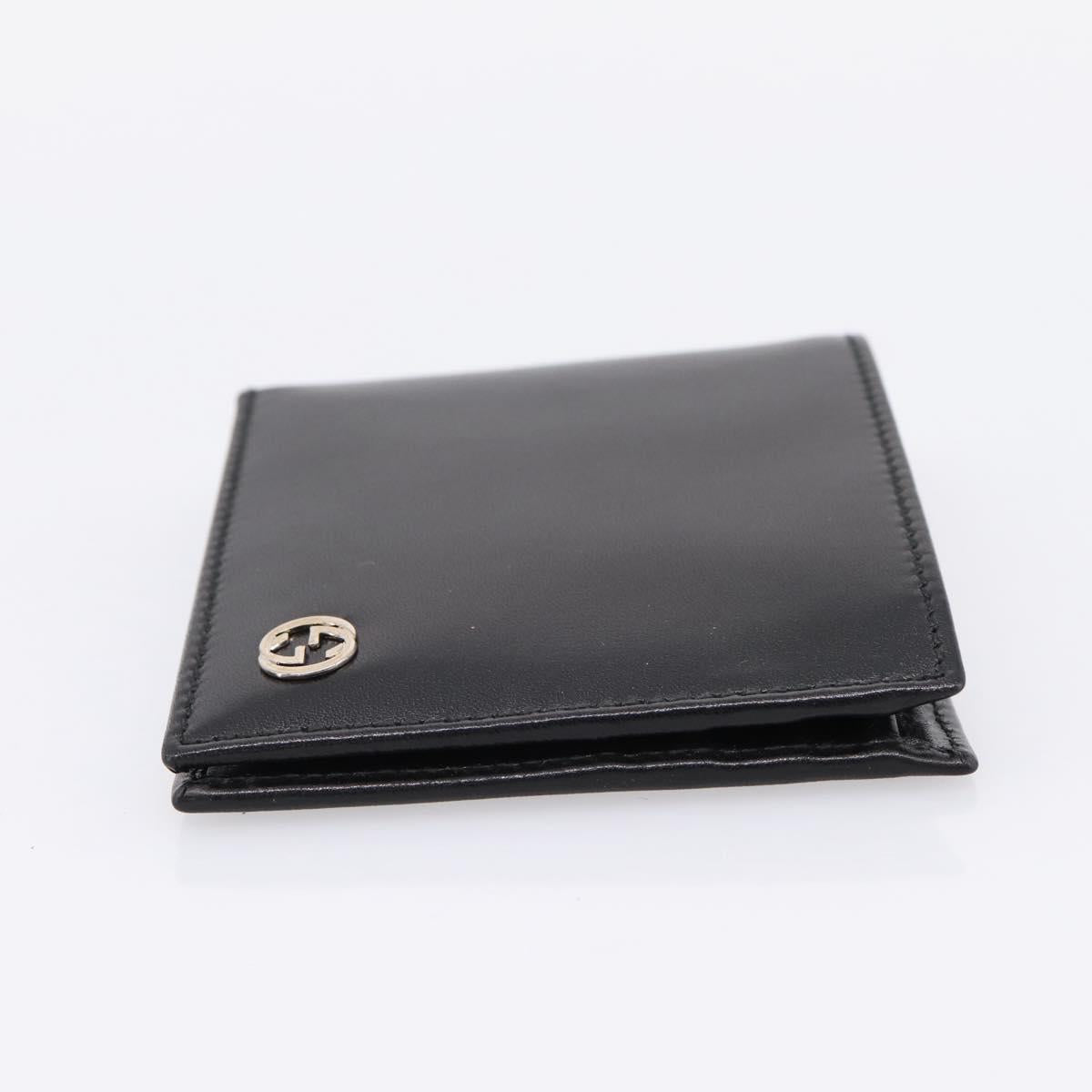 GUCCI Interlocking G Compact Bifold Wallet Leather Black 115219 Auth am12557V