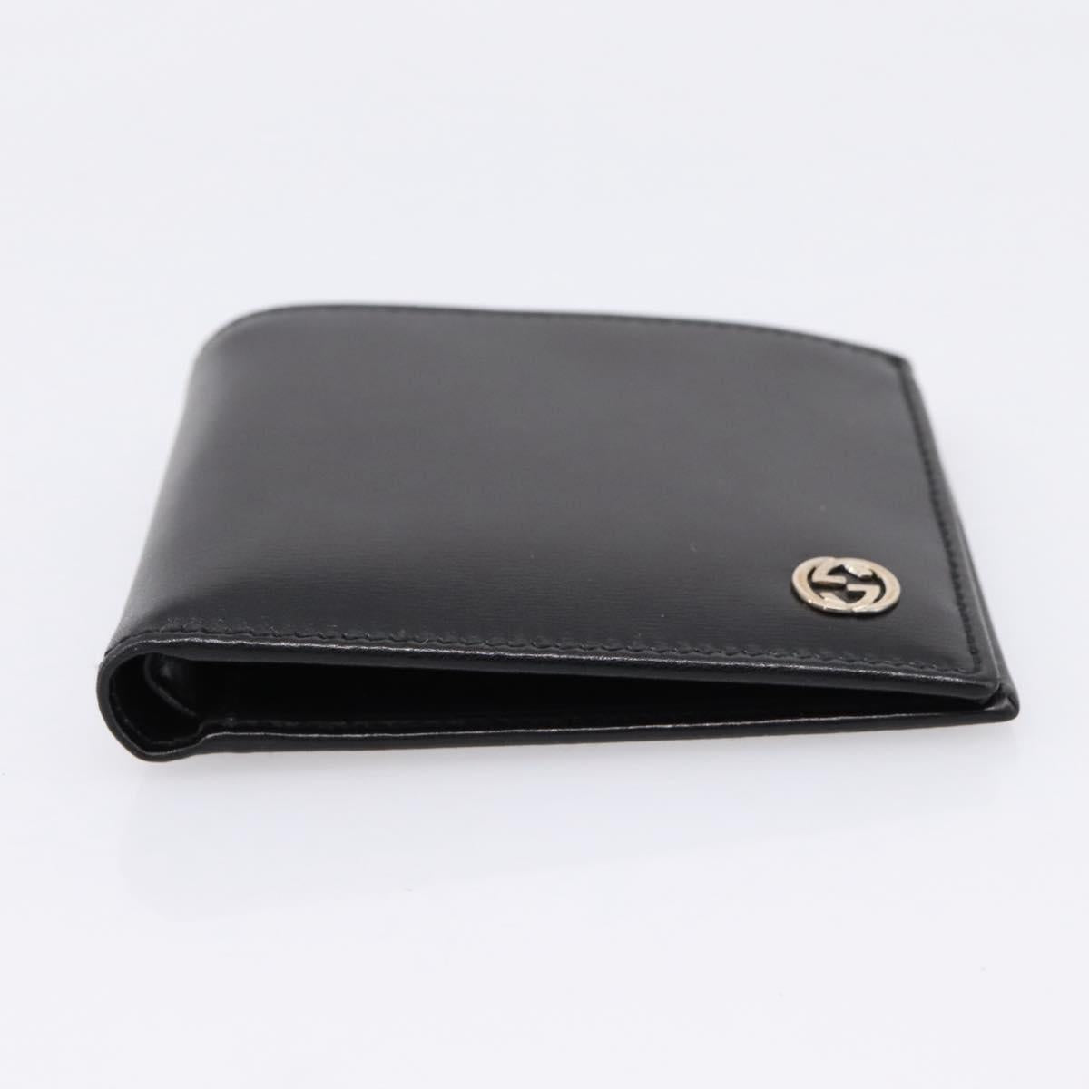 GUCCI Interlocking G Compact Bifold Wallet Leather Black 115219 Auth am12557V