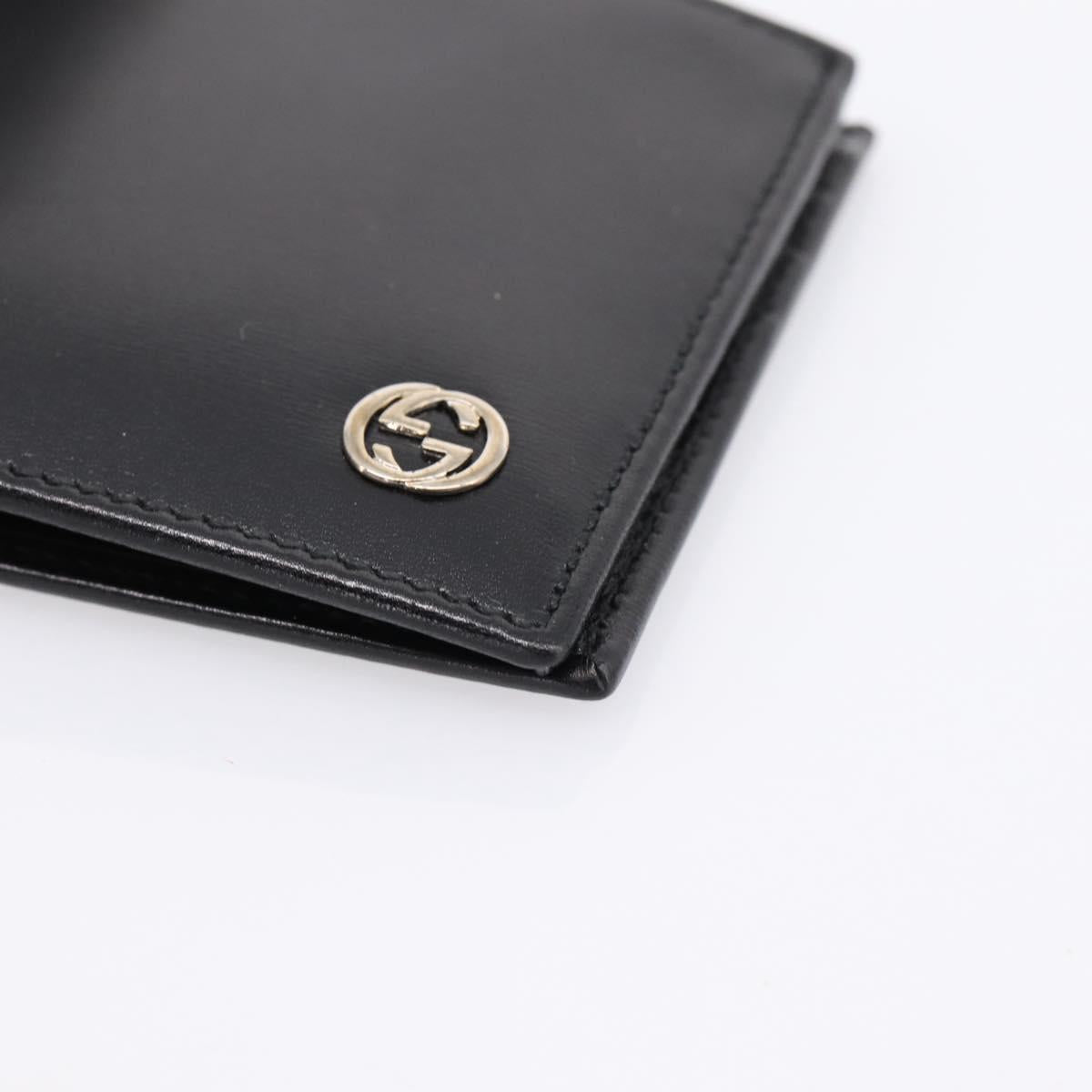 GUCCI Interlocking G Compact Bifold Wallet Leather Black 115219 Auth am12557V