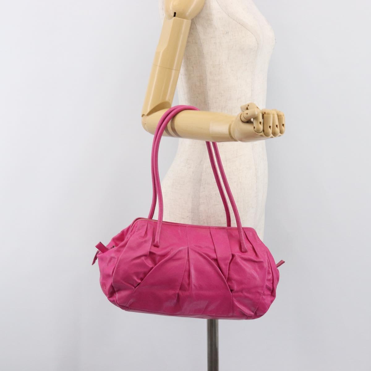 Miu Miu Shoulder Hand Bag Leather Pink Gold Auth am12558A