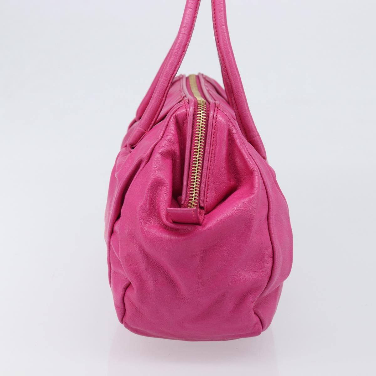 Miu Miu Shoulder Hand Bag Leather Pink Gold Auth am12558A