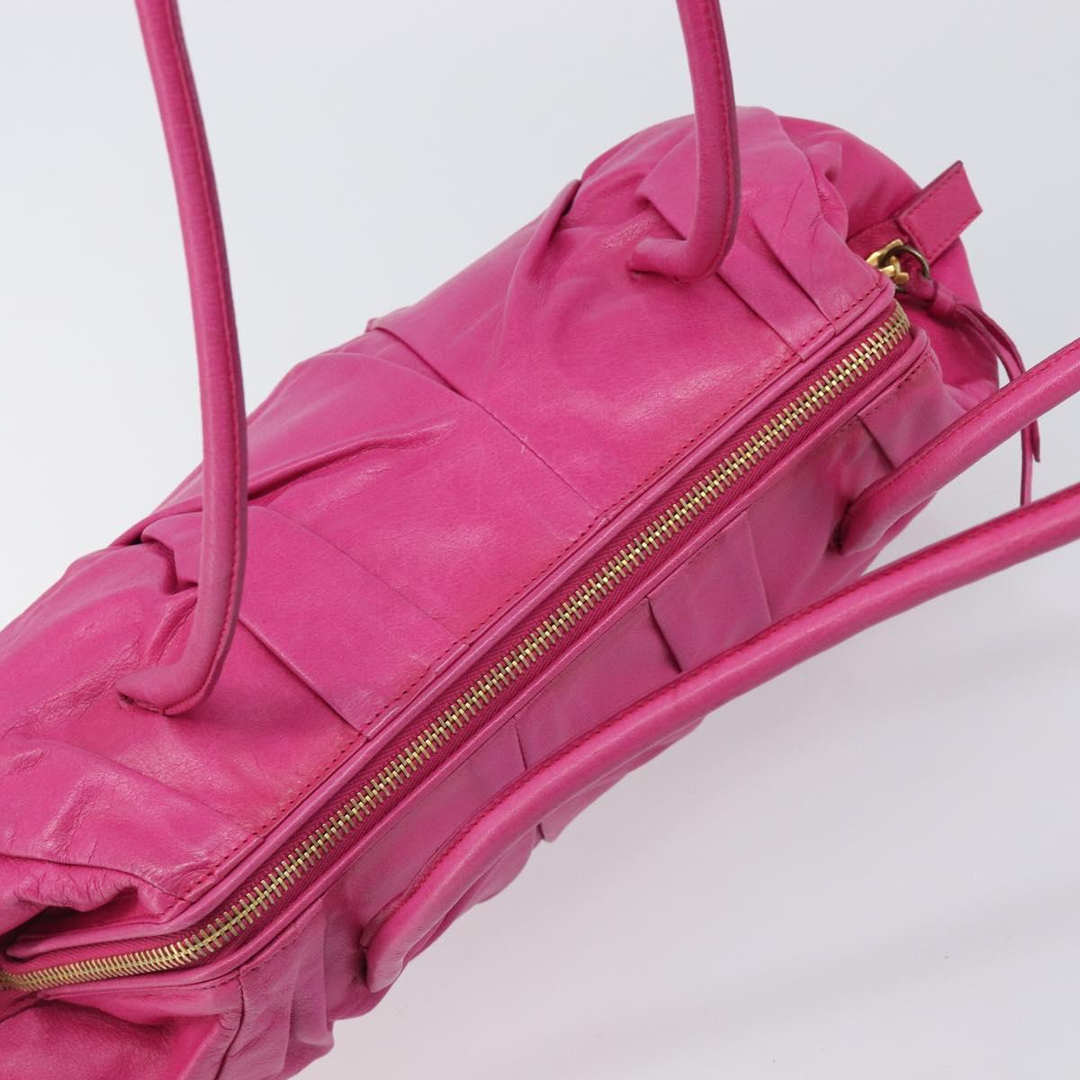Miu Miu Shoulder Hand Bag Leather Pink Gold Auth am12558A