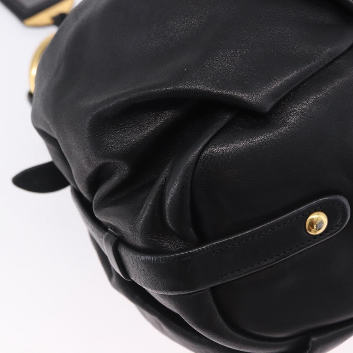 PRADA Shoulder Bag Leather Black Gold Auth am12560V