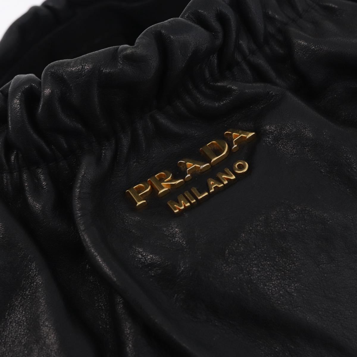 PRADA Shoulder Bag Leather Black Gold Auth am12560V